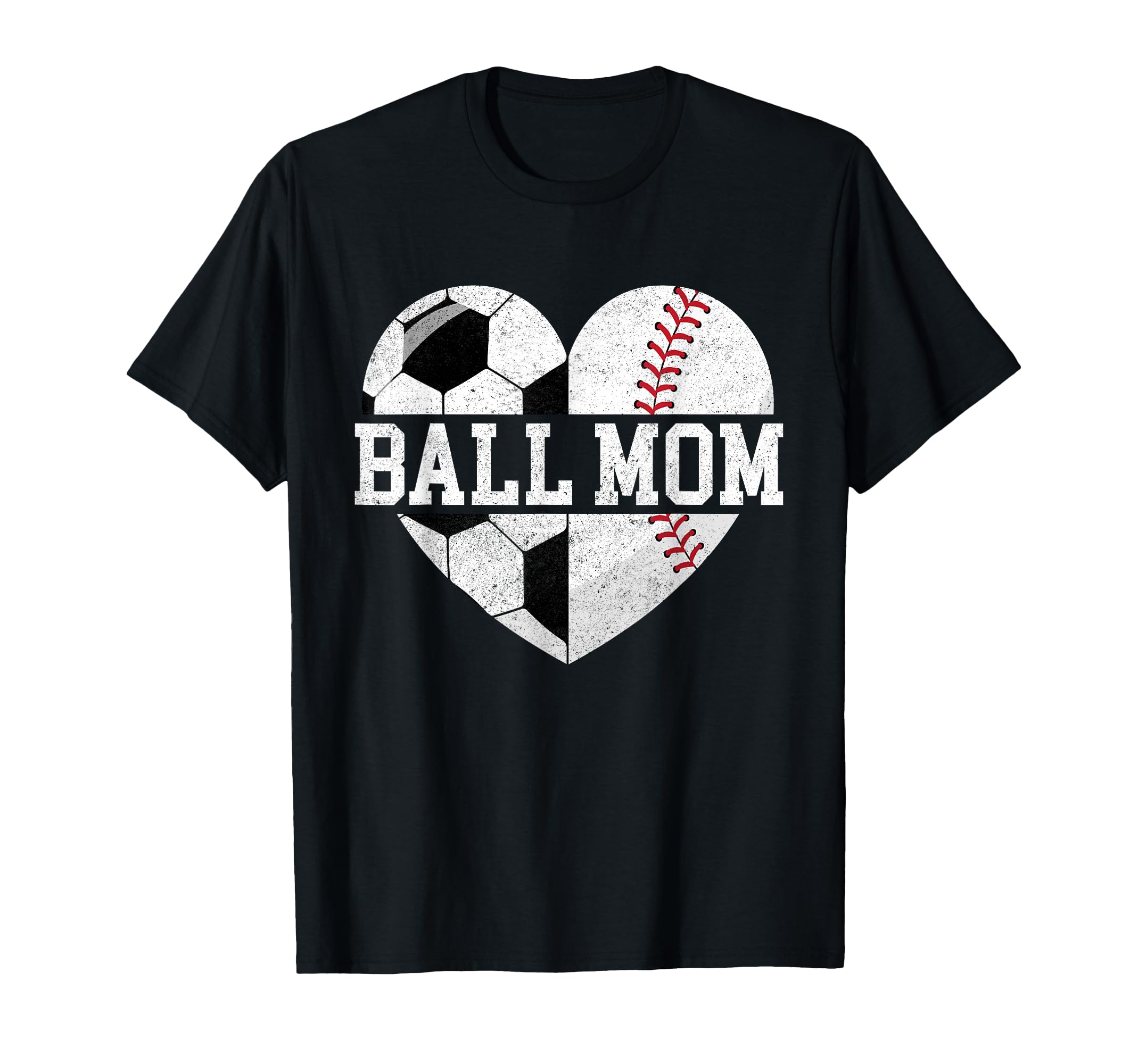Ball Mom Heart Funny Baseball T-Shirt - Casual Everyday Wear Men Women - T-Shirt, Sweatshirt, Hoodie