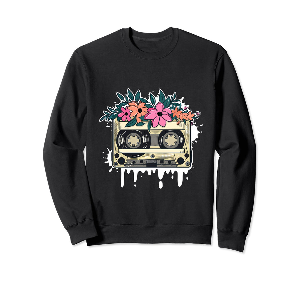 Music Tape Floral Flowers 80S Sweatshirt - Aesthetic Graphic Men Women - T-Shirt, Sweatshirt, Hoodie