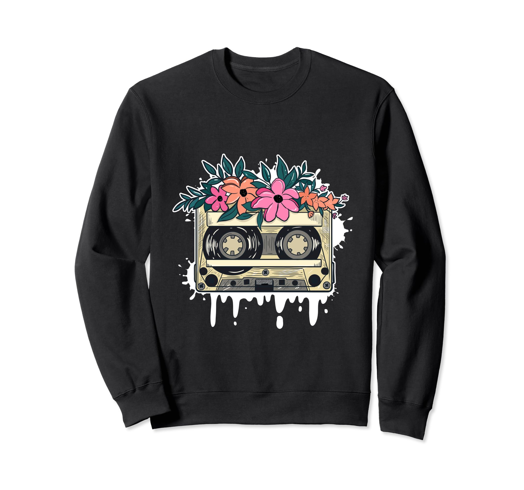 Music Tape Floral Flowers 80S Sweatshirt - Aesthetic Graphic Men Women - T-Shirt, Sweatshirt, Hoodie