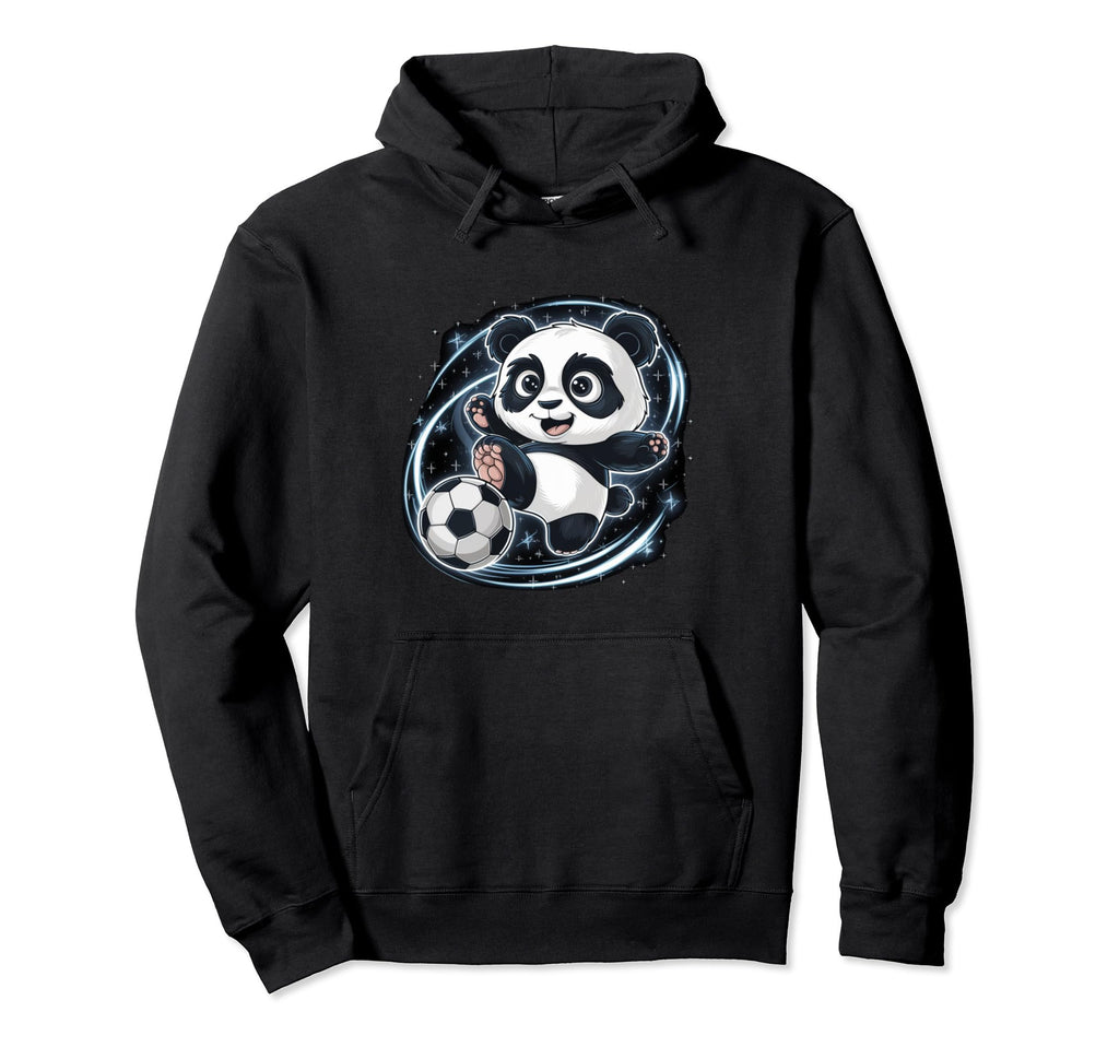 Soccer Player Panda Kicking Soccer Ball Hoodie - Minimalist Print Men Women - T-Shirt, Sweatshirt, Hoodie