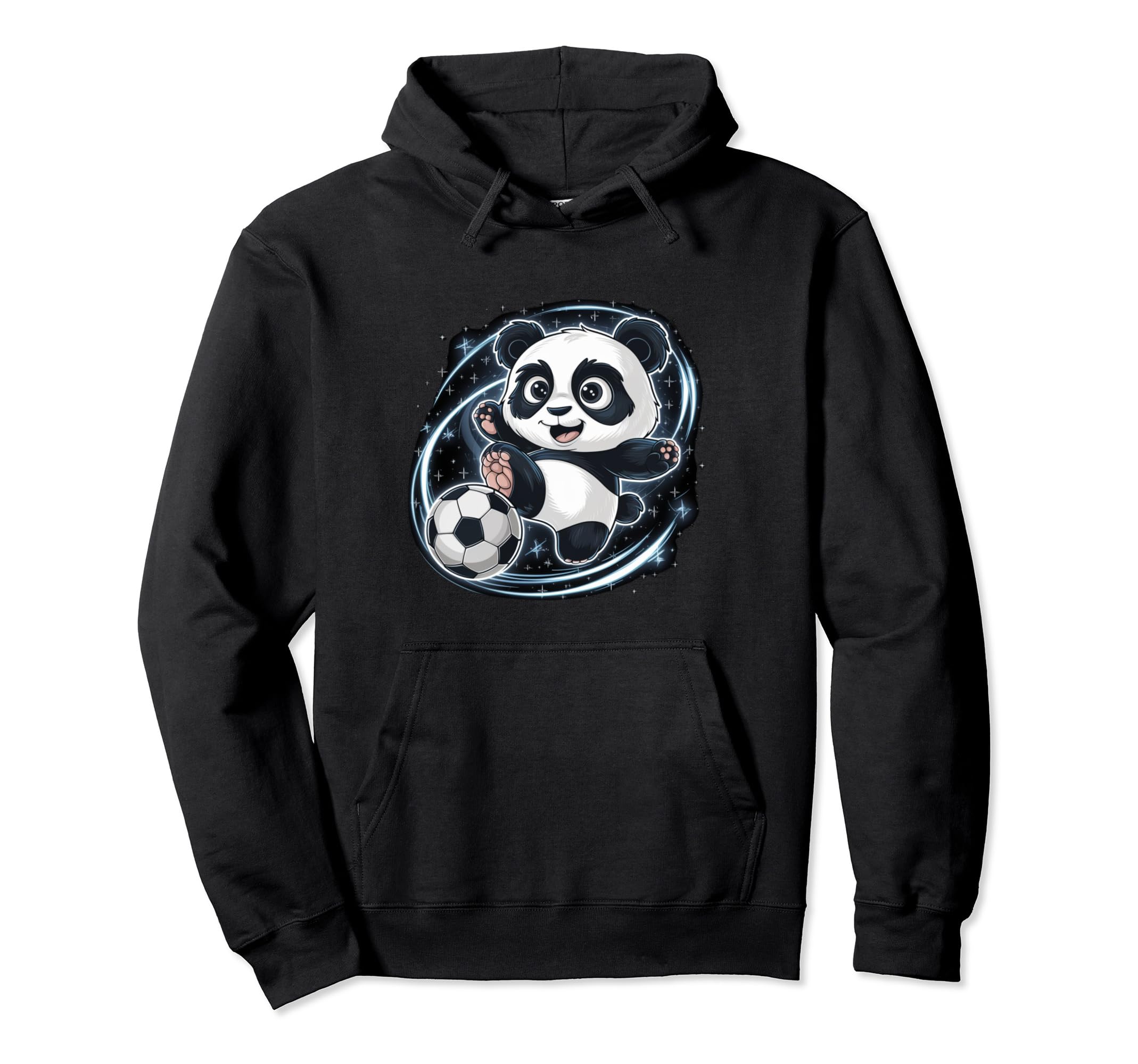Soccer Player Panda Kicking Soccer Ball Hoodie - Minimalist Print Men Women - T-Shirt, Sweatshirt, Hoodie