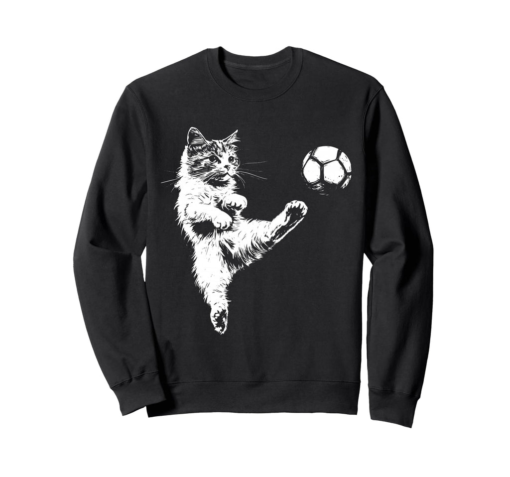 Funny Cat Soccer Ball Sweatshirt - Aesthetic Graphic Men Women - T-Shirt, Sweatshirt, Hoodie