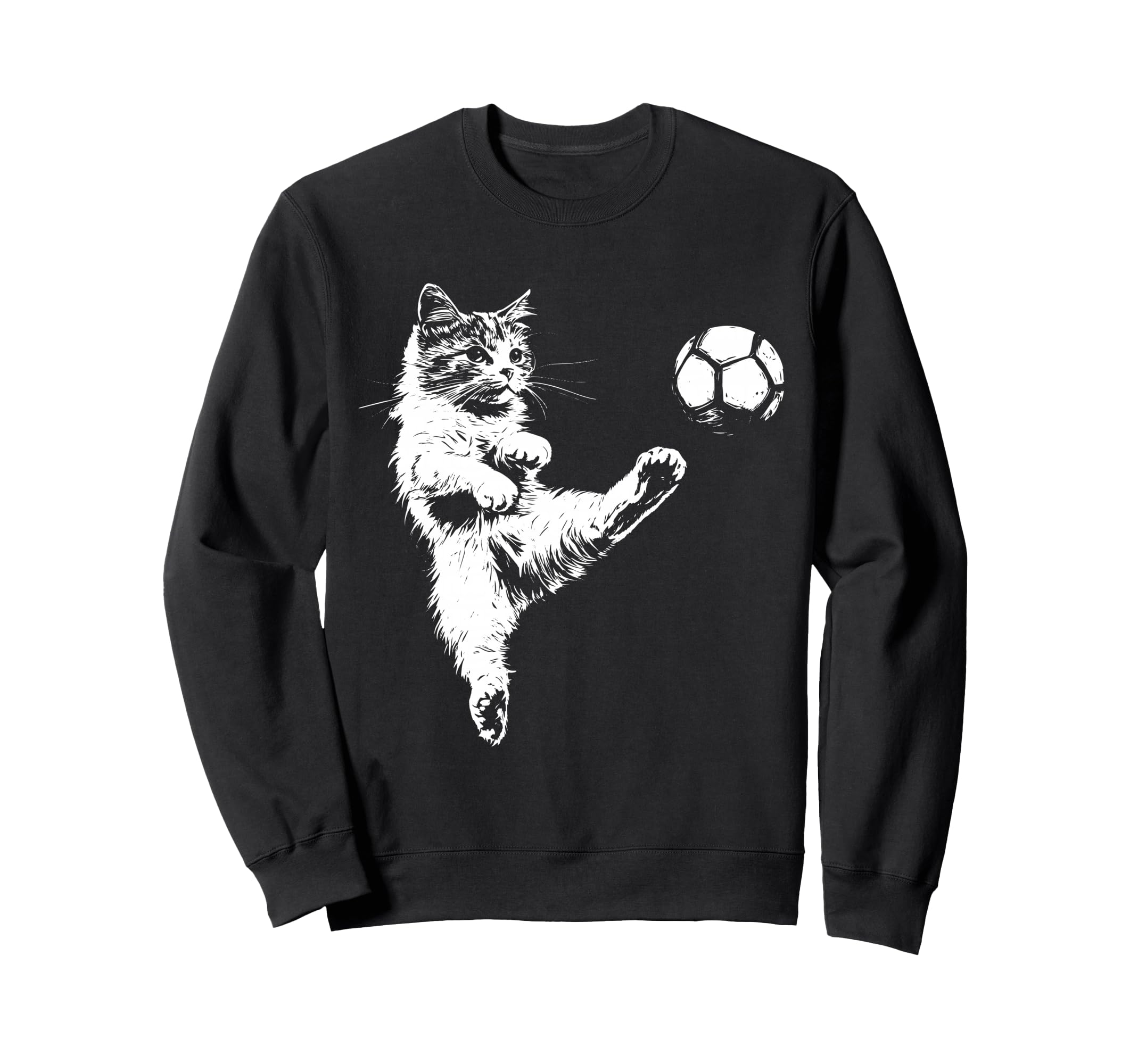 Funny Cat Soccer Ball Sweatshirt - Aesthetic Graphic Men Women - T-Shirt, Sweatshirt, Hoodie