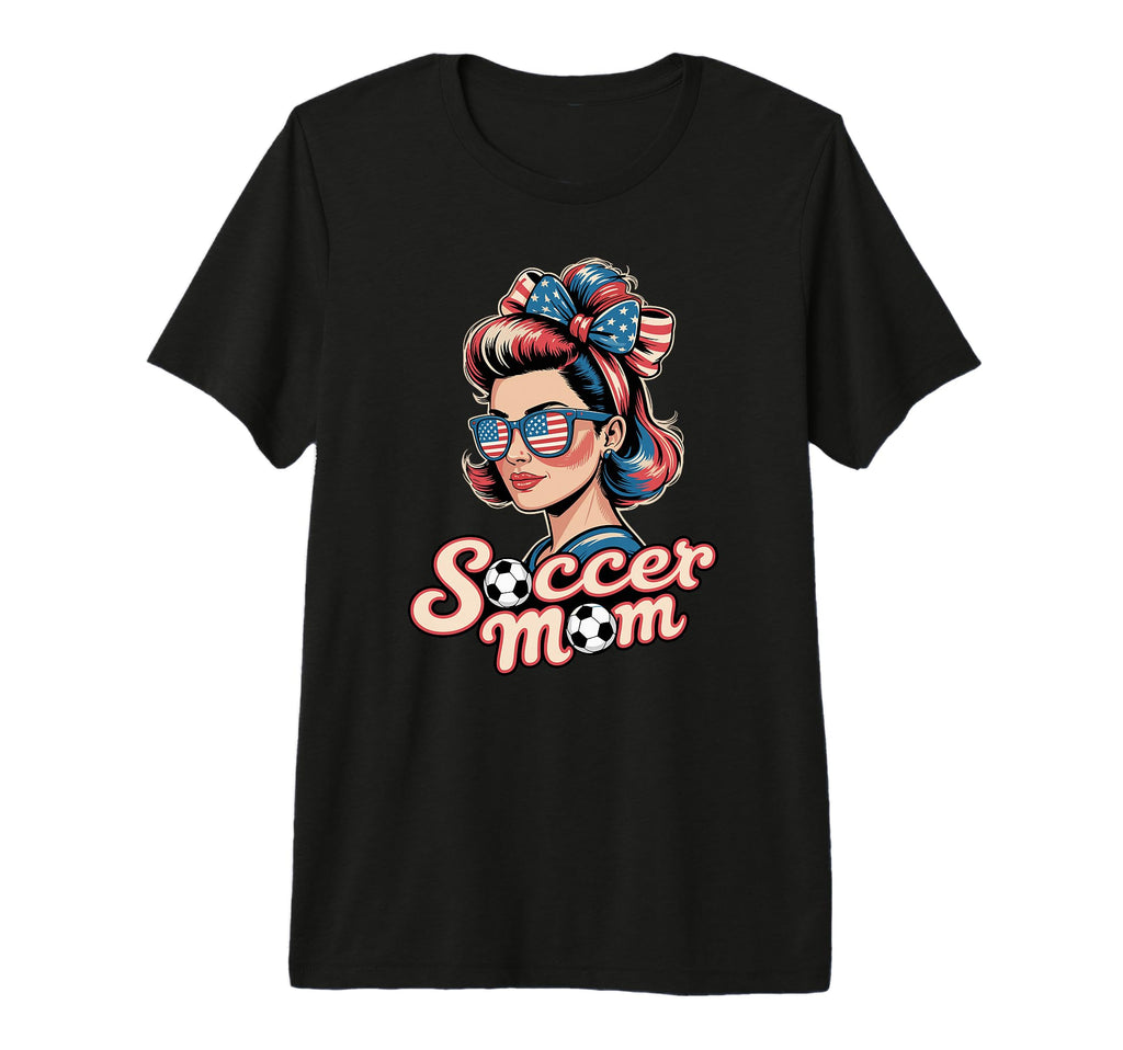 Patriotic Soccer Mom American Flag T-Shirt - Custom Art Print for Adults - T-Shirt, Sweatshirt, Hoodie
