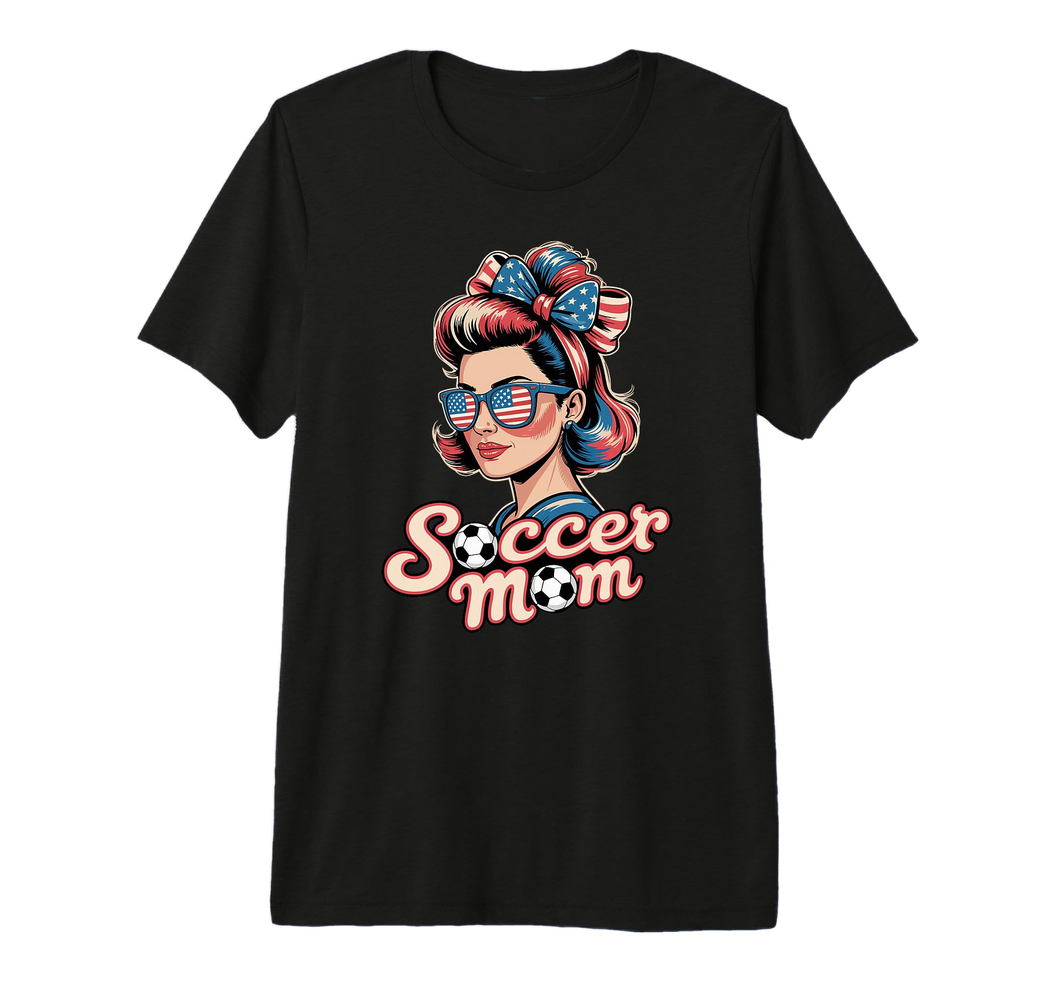 Patriotic Soccer Mom American Flag T-Shirt - Custom Art Print for Adults - T-Shirt, Sweatshirt, Hoodie
