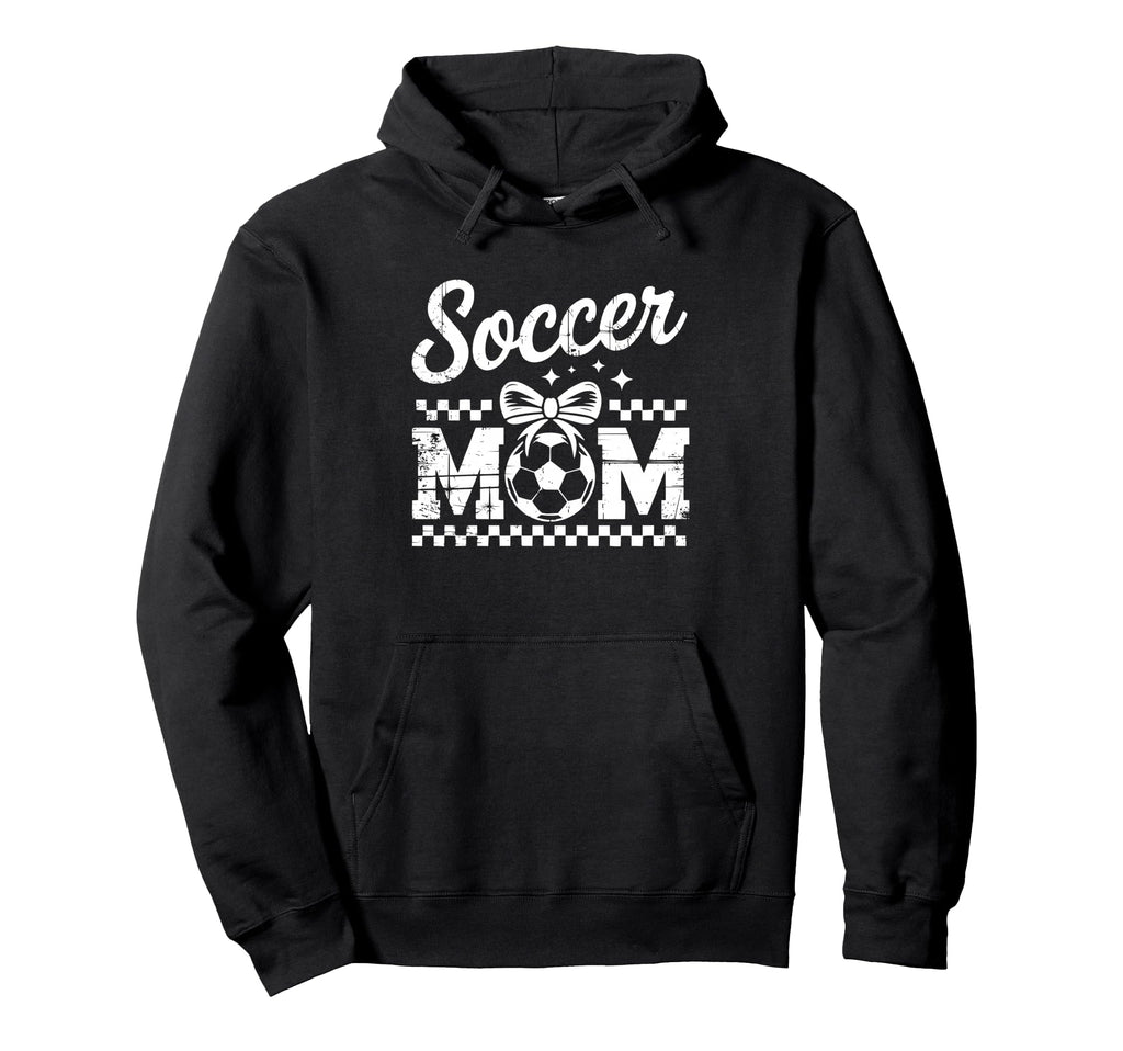 Soccer Mom Checker Pattern Ball Bow Hoodie - Fun Novelty Design for Adults - T-Shirt, Sweatshirt, Hoodie