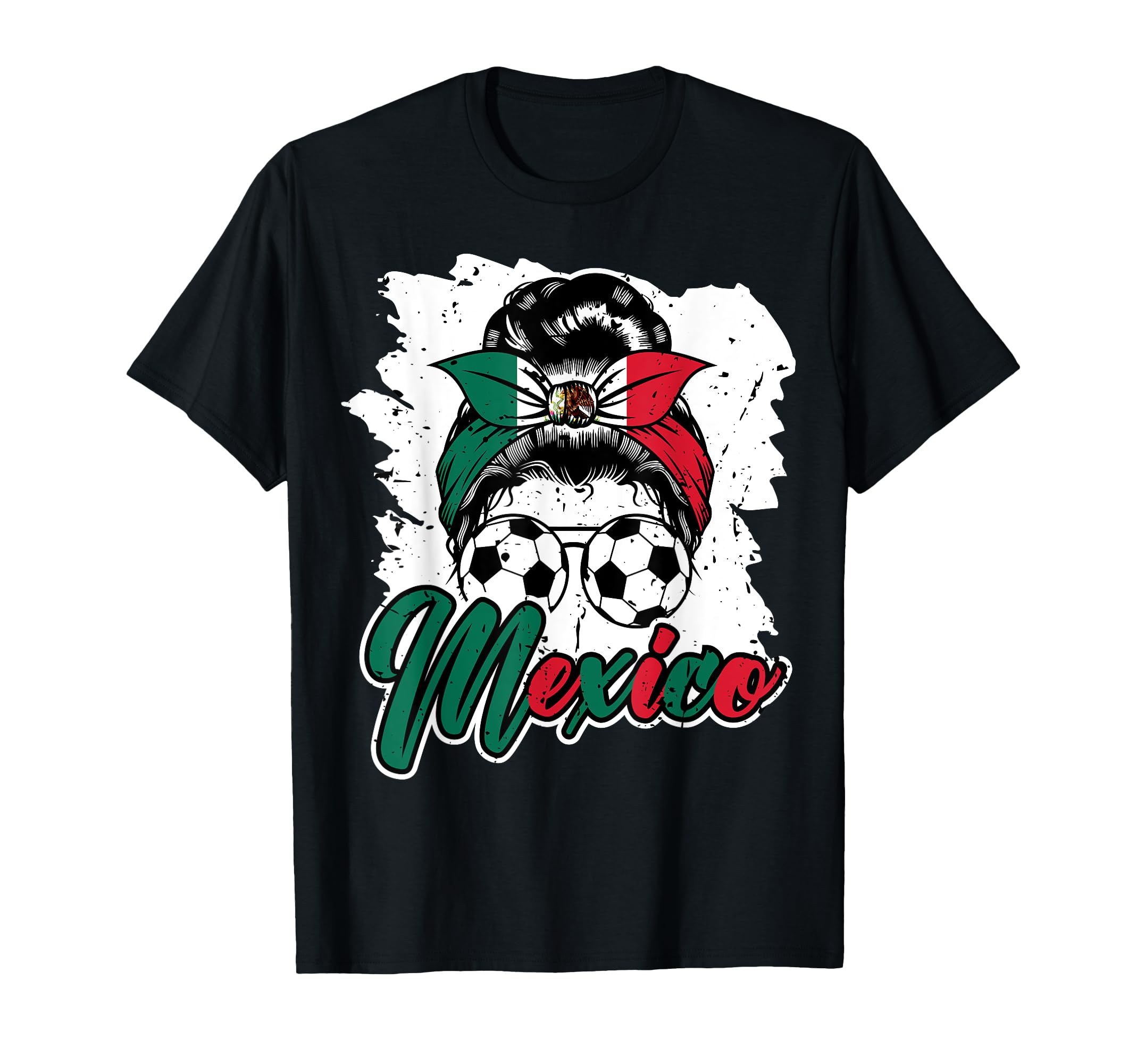Soccer Mexico Messy Bun Mexican Flag T-Shirt - Custom Art Print Unisex - T-Shirt, Sweatshirt, Hoodie