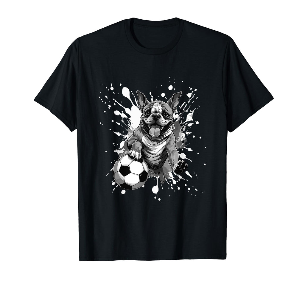 French Bulldog Dog Playing Soccer Sports T-Shirt - Graphic Print Unisex - T-Shirt, Sweatshirt, Hoodie