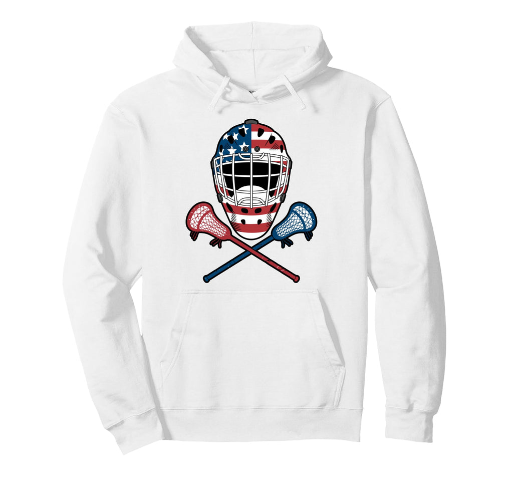 Patriotic Lacrosse Goalie Lax Goalkeeper Hoodie - Graphic Print Unisex - T-Shirt, Sweatshirt, Hoodie