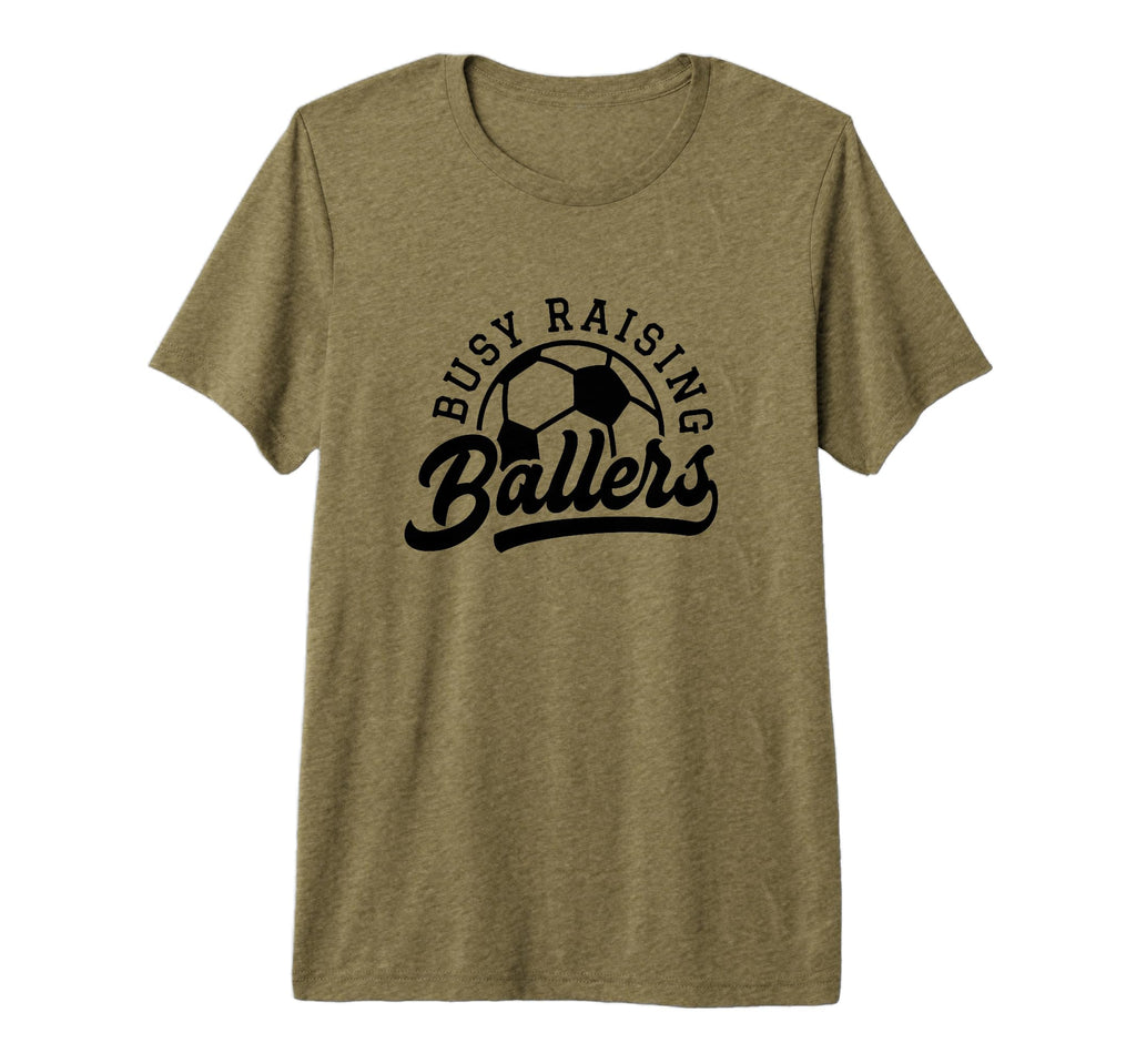 Busy Raising Ballers Funny Soccer Mom T-Shirt - Custom Art Print Unisex - T-Shirt, Sweatshirt, Hoodie