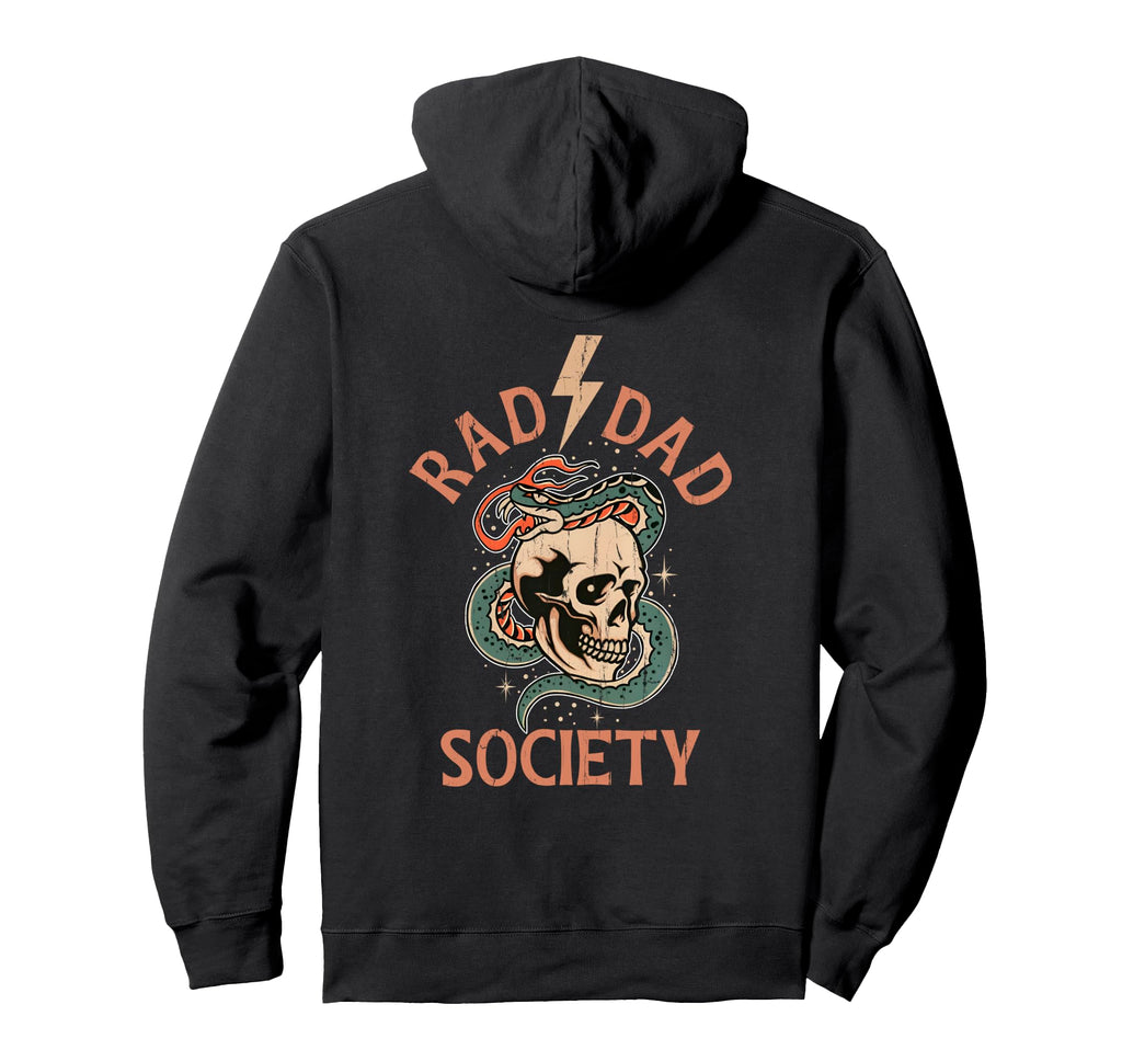 Rad Dad Society Dad Club Dad Life Back Hoodie - Minimalist Print for Adults - T-Shirt, Sweatshirt, Hoodie