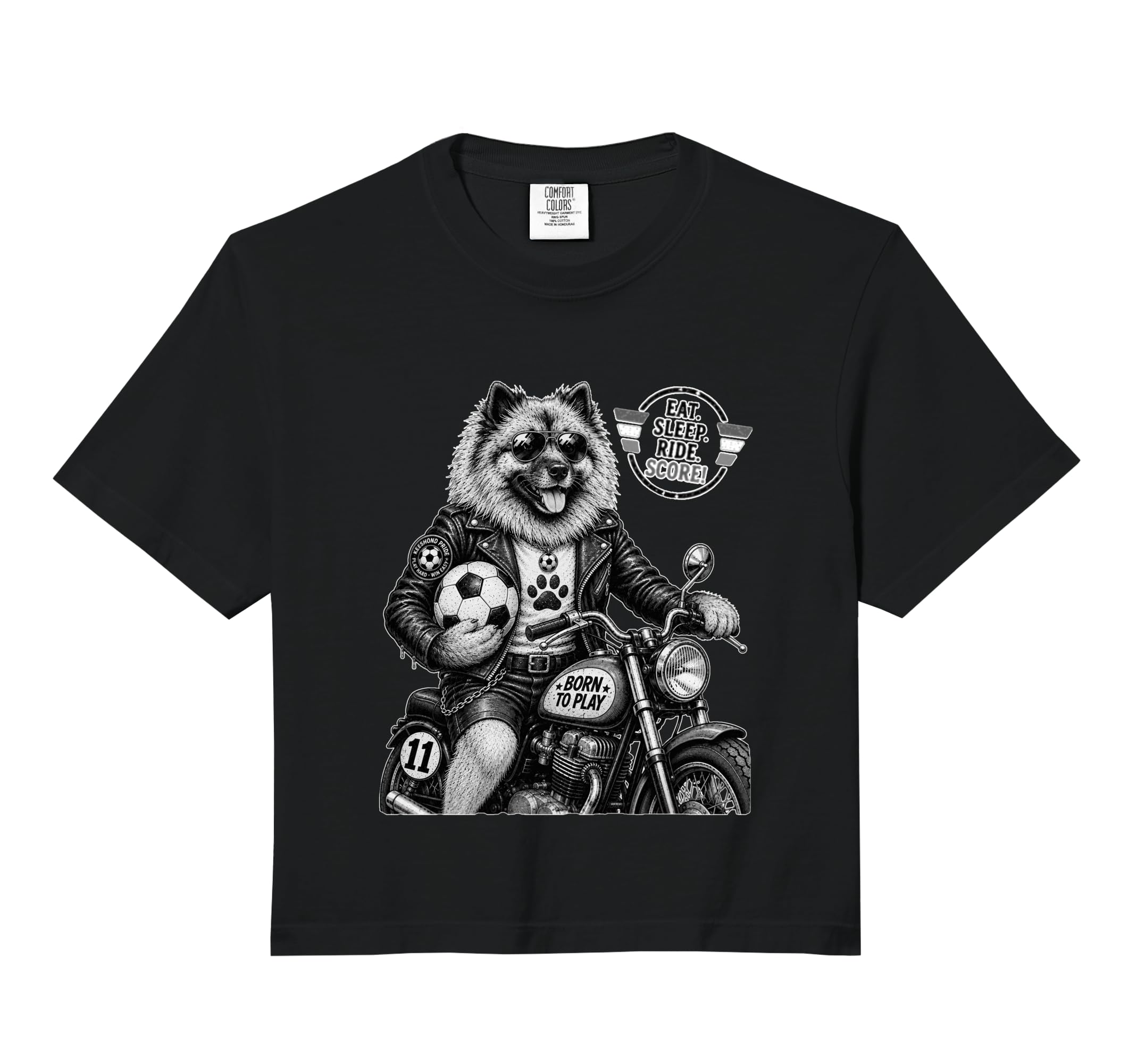 Keeshond Motorbike Love Footbal Soccer Hoodie - Trendy Graphic Unisex - T-Shirt, Sweatshirt, Hoodie