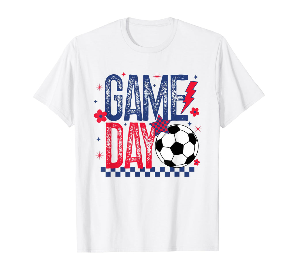 Game Day Soccer Season Blue Red T-Shirt - Unique Graphic for Adults - T-Shirt, Sweatshirt, Hoodie