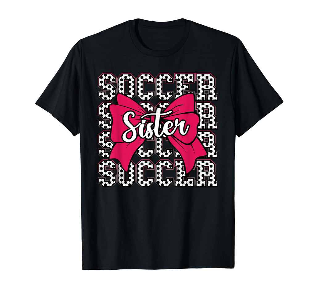 Cheer Soccer Sister Bow Sport T-Shirt - Minimalist Print for Adults - T-Shirt, Sweatshirt, Hoodie
