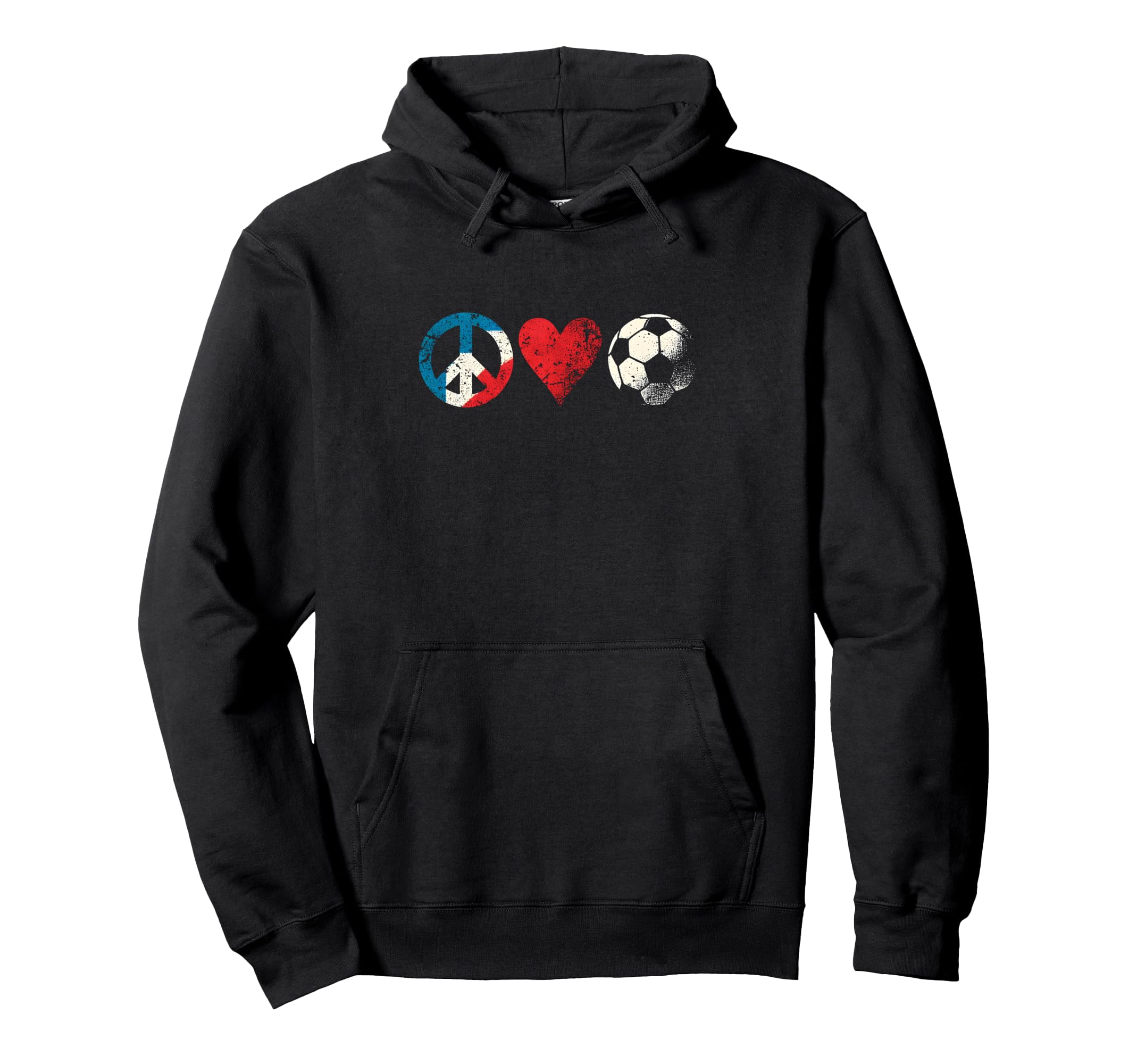 Peace Love And Soccer Peace Symbol Hoodie - Graphic Print Men Women - T-Shirt, Sweatshirt, Hoodie