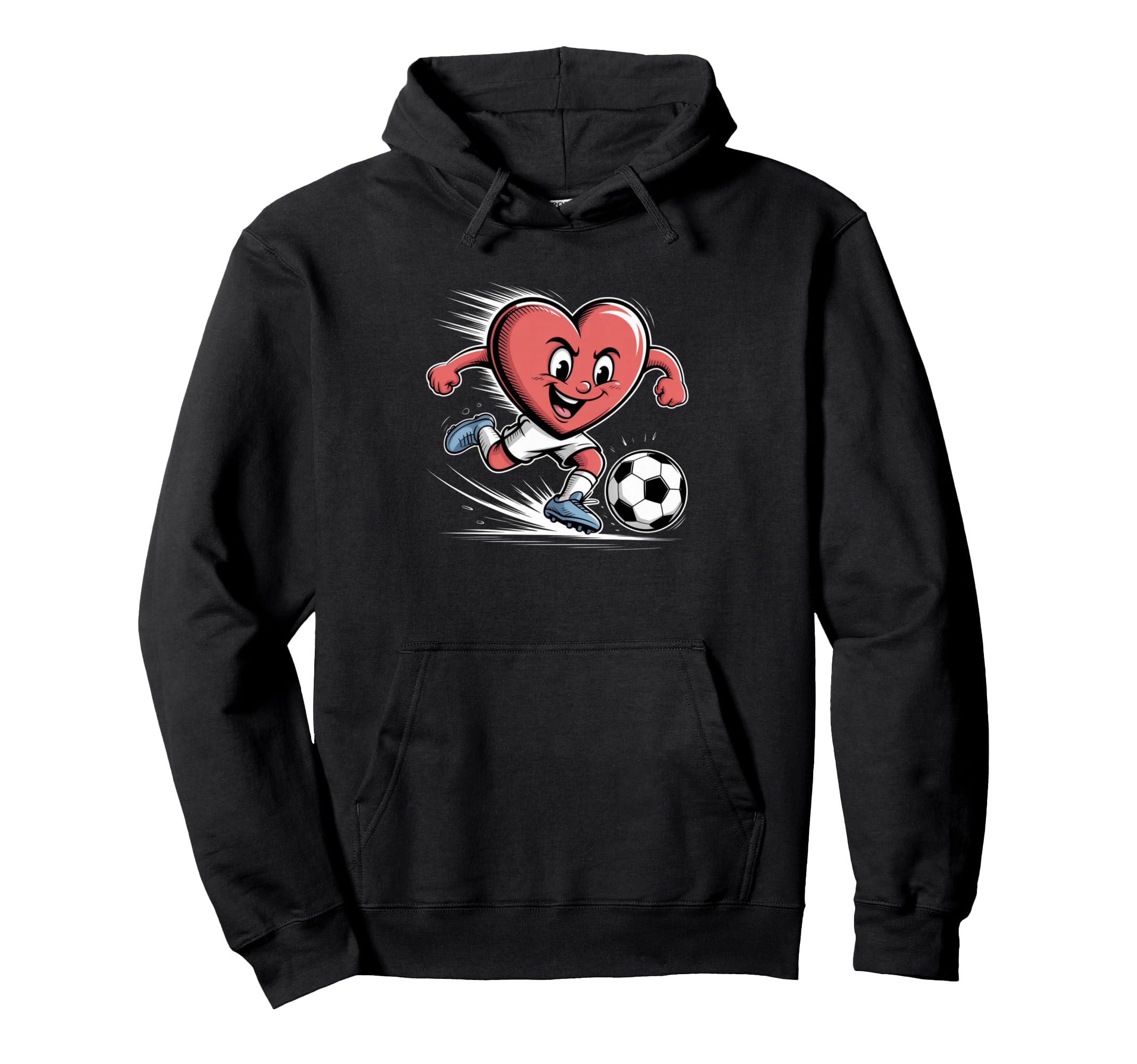 Soccer Red Heart Player Valentines Day Hoodie - Graphic Print for Adults - T-Shirt, Sweatshirt, Hoodie