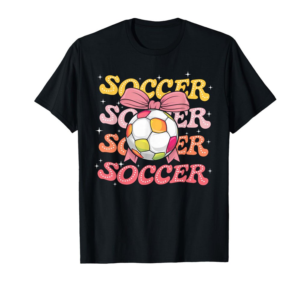 Groovy Soccer Coquette Bow Soccer Lover T-Shirt - Aesthetic Graphic Unisex - T-Shirt, Sweatshirt, Hoodie