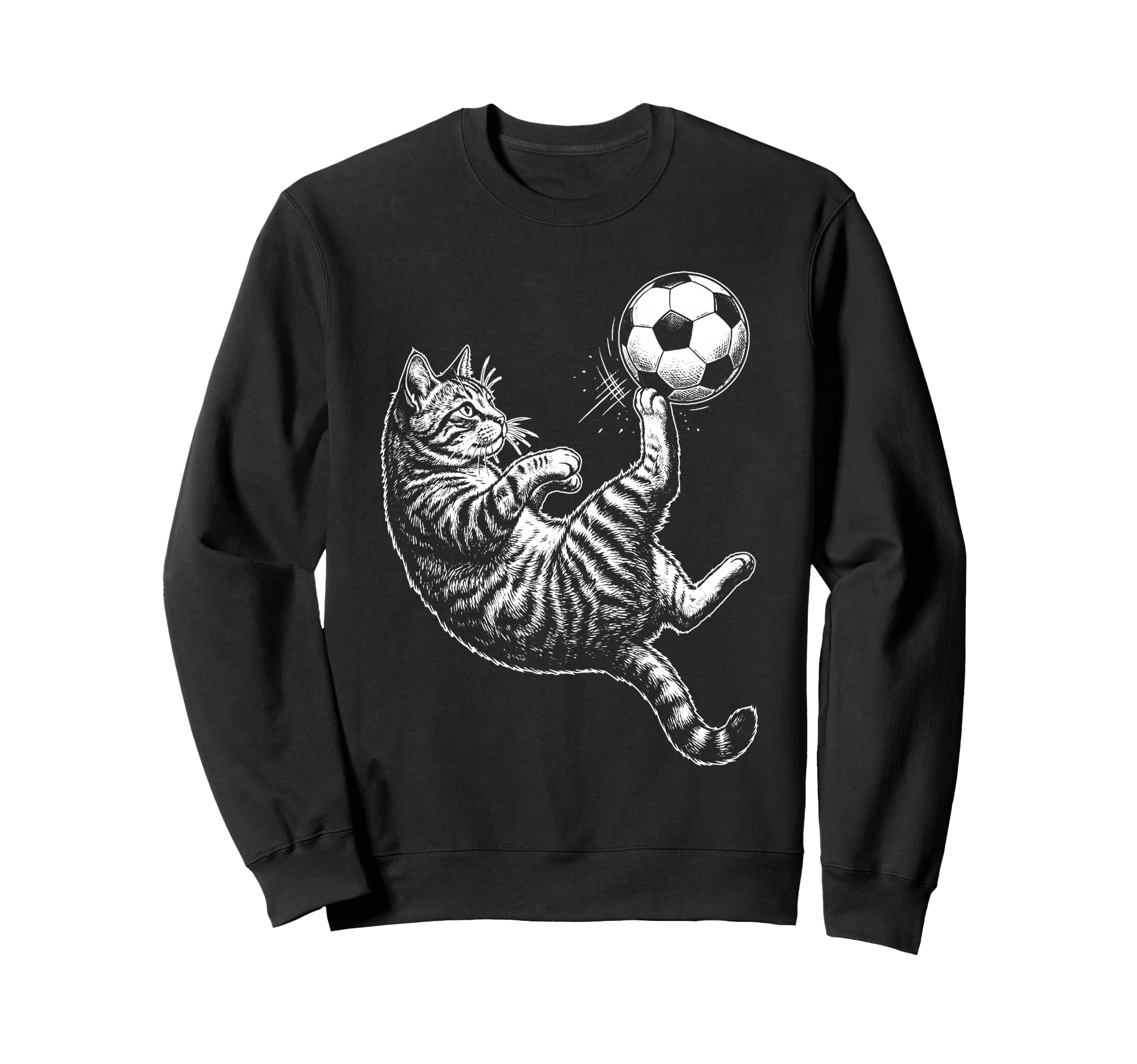 Funny Soccer Cat Kicking Ball Animal Sweatshirt - Streetwear Style Unisex - T-Shirt, Sweatshirt, Hoodie