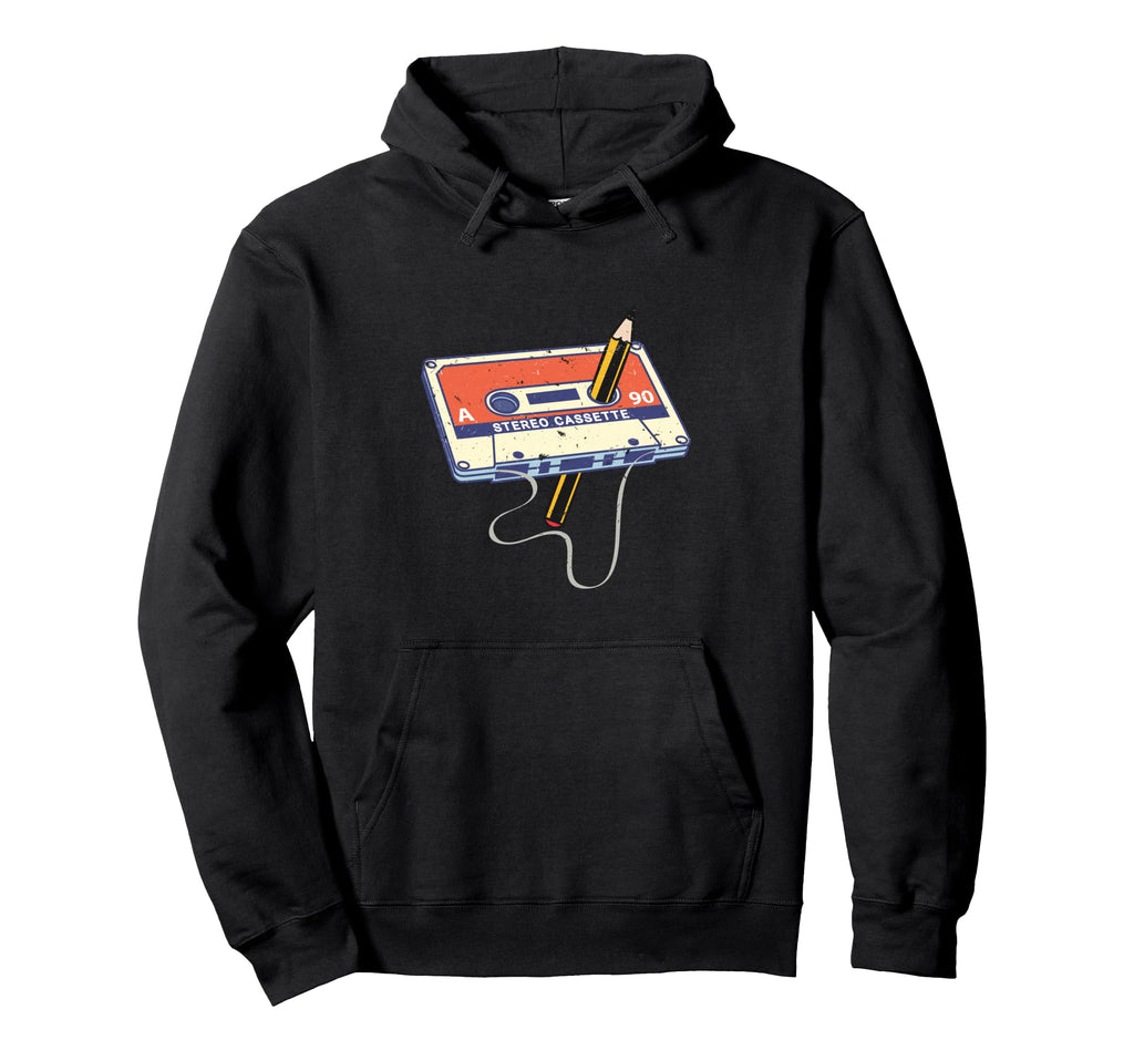 Tape Cassette And Pencil 70S 80S And 90S Hoodie - Fun Novelty Design Unisex - T-Shirt, Sweatshirt, Hoodie
