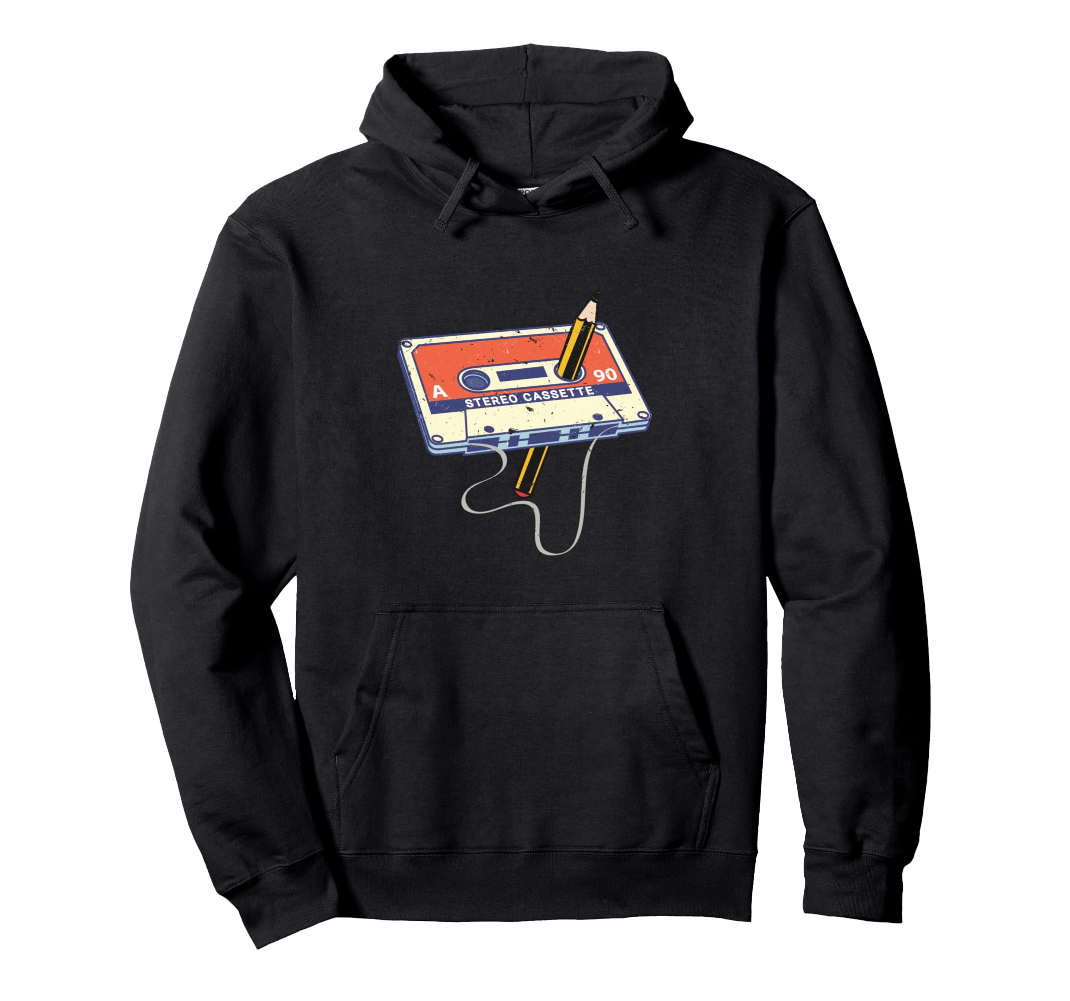 Tape Cassette And Pencil 70S 80S And 90S Hoodie - Fun Novelty Design Unisex - T-Shirt, Sweatshirt, Hoodie