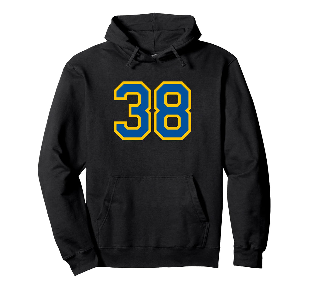 Blue Yellow Sport Team Number 38 Hoodie - Minimalist Print Unisex - T-Shirt, Sweatshirt, Hoodie