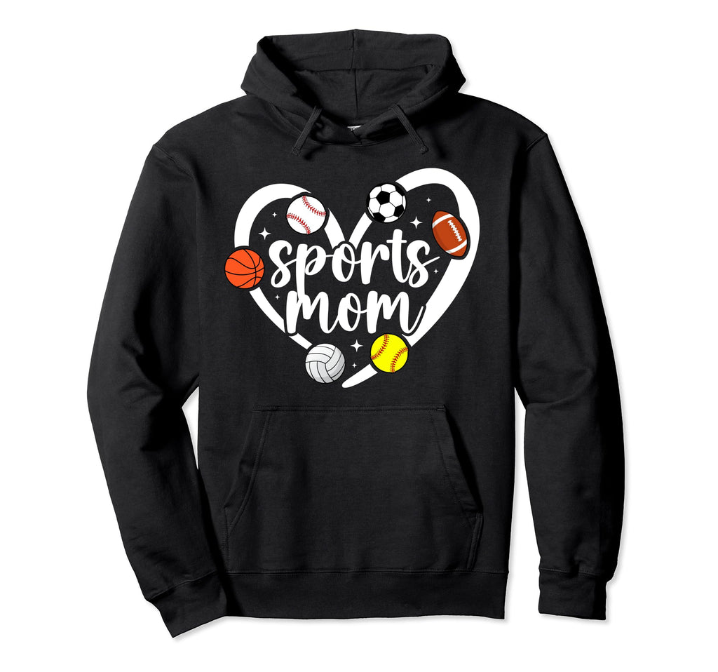 Sports Mom Heart Sports Mama Sports Hoodie - Minimalist Print Men Women - T-Shirt, Sweatshirt, Hoodie