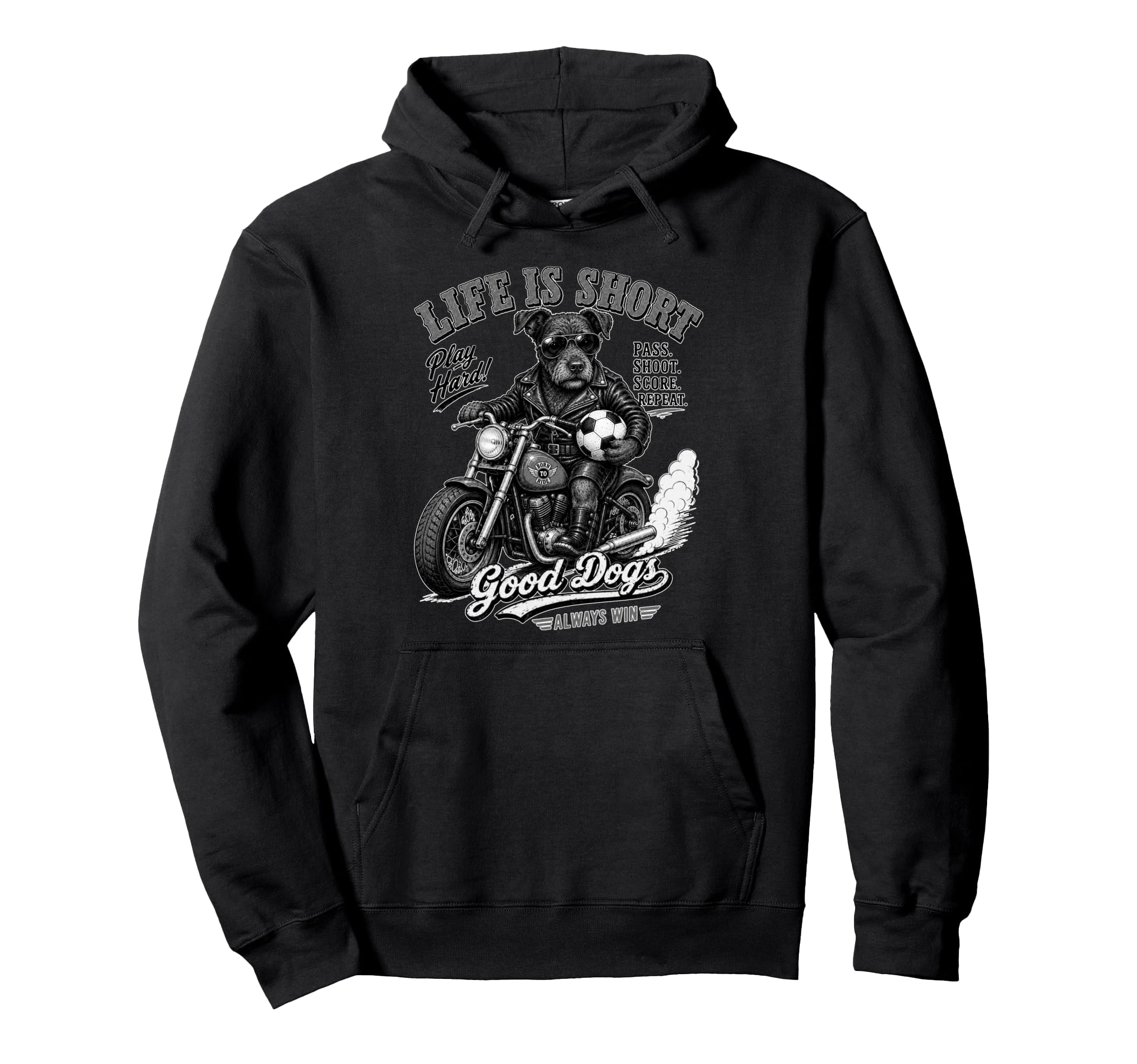 Patterdale Terrier Ride Motorbike Hoodie - Casual Everyday Wear Unisex - T-Shirt, Sweatshirt, Hoodie