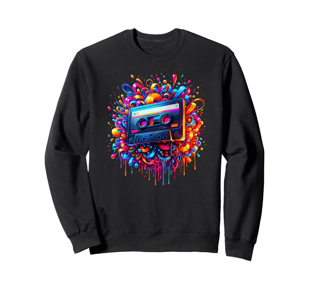 Dripping Paint Art Cassette Sweatshirt - Casual Everyday Wear Unisex - T-Shirt, Sweatshirt, Hoodie