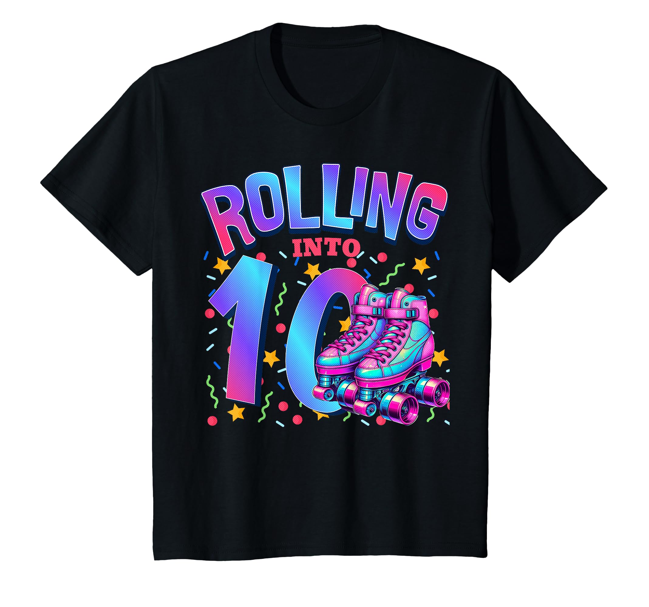 Roller Skating Rolling Into 10 Year T-Shirt - Minimalist Print Men Women - T-Shirt, Sweatshirt, Hoodie