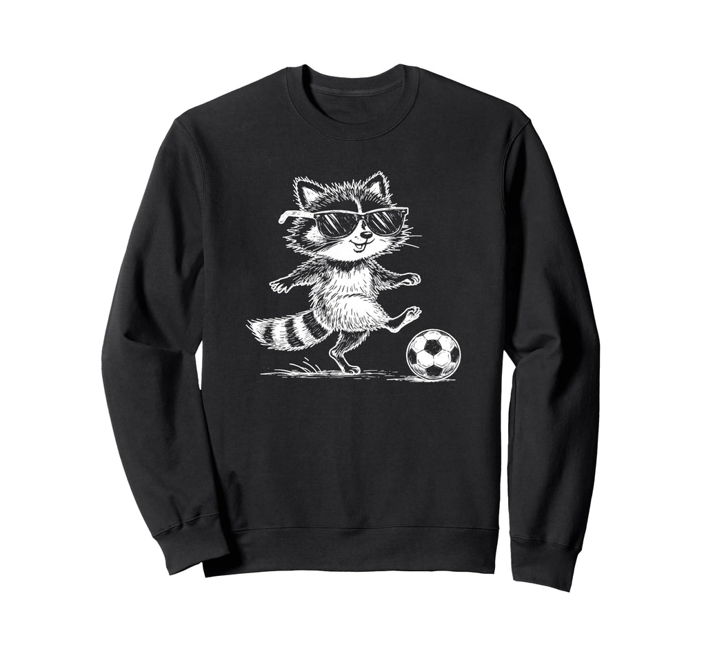 Funny Soccer Raccoon Sunglasses Sweatshirt - Casual Everyday Wear Unisex - T-Shirt, Sweatshirt, Hoodie