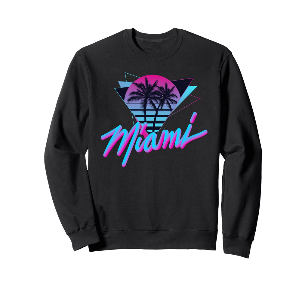 Miami Palm Trees Vaperwave Synthwave Sweatshirt - Unique Graphic Men Women - T-Shirt, Sweatshirt, Hoodie