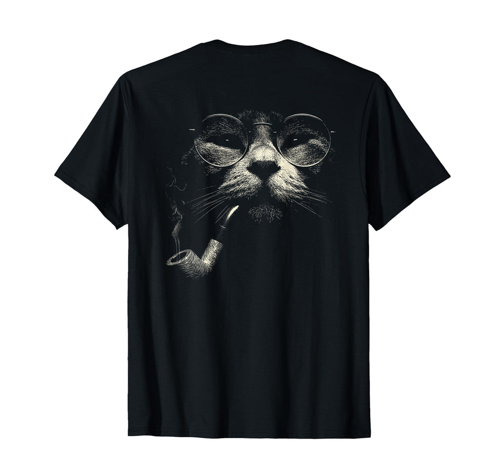 Cat Smoking Pipe Glasses Meme T-Shirt - Casual Everyday Wear for Adults - T-Shirt, Sweatshirt, Hoodie
