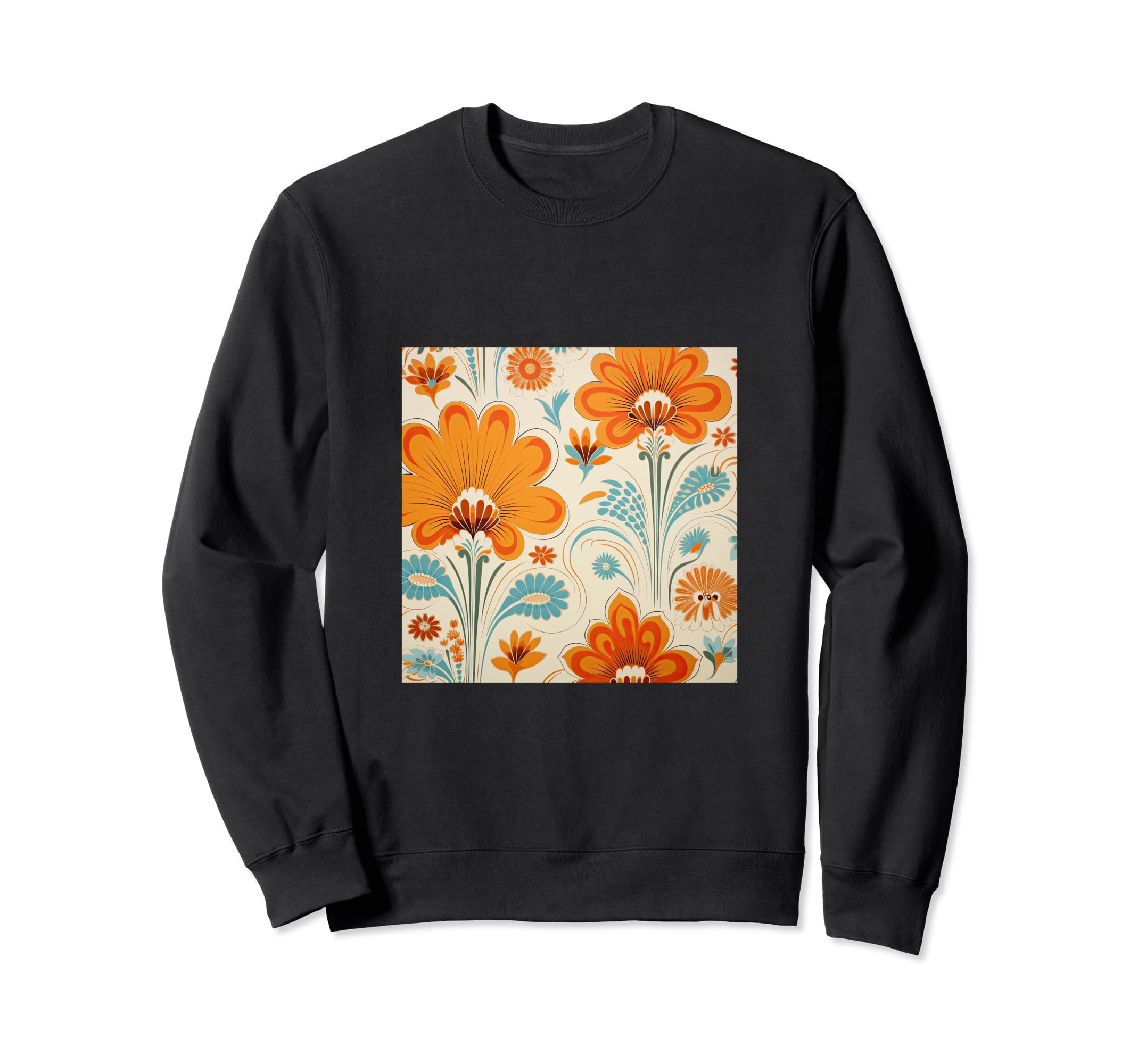 70S Wallpaper Flowers Floral Sweatshirt - Aesthetic Graphic Men Women - T-Shirt, Sweatshirt, Hoodie