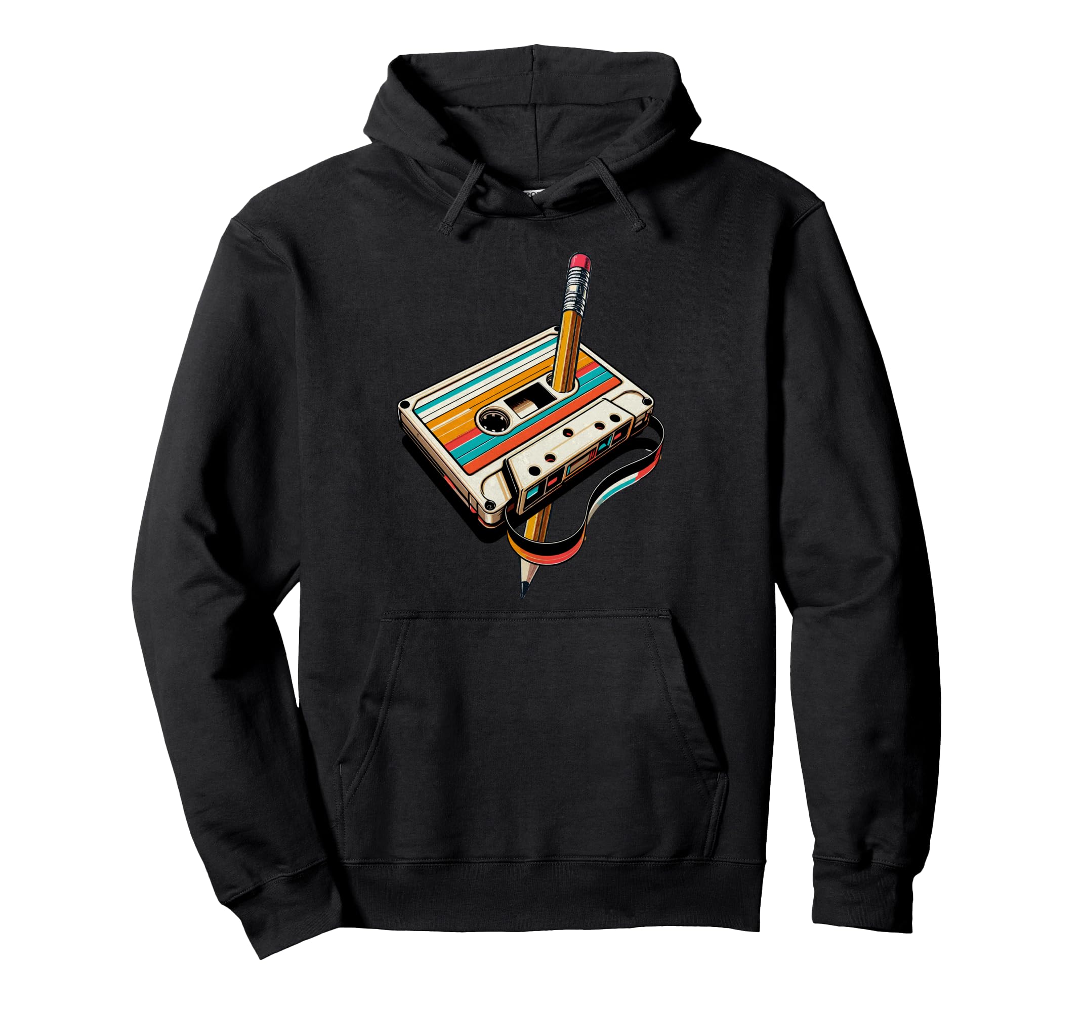 Pencil Rewind Cassette Old School Music Hoodie - Trendy Graphic Unisex - T-Shirt, Sweatshirt, Hoodie
