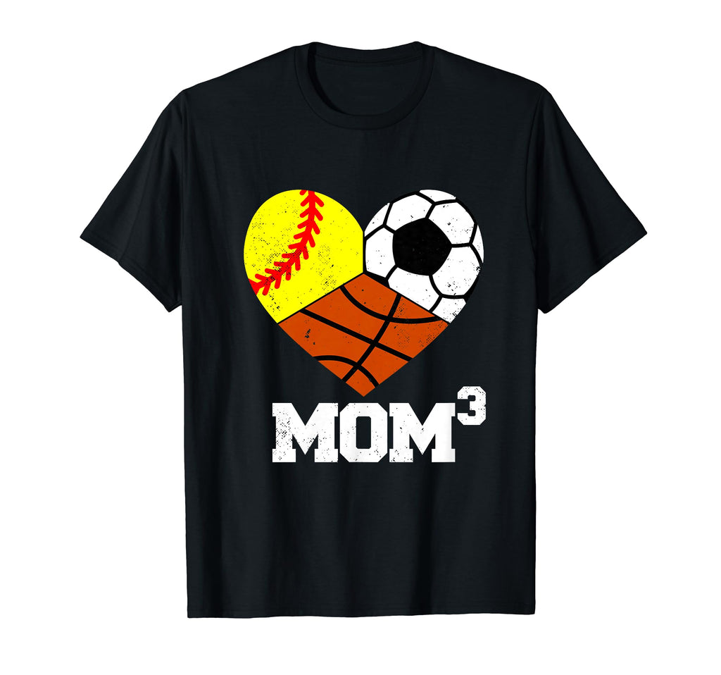 Mom Cubed Mom3 Mom Three Softball T-Shirt - Graphic Print for Adults - T-Shirt, Sweatshirt, Hoodie