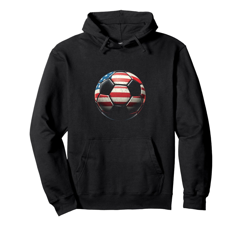 American Flag Soccer Ball Hoodie - Aesthetic Graphic Men Women - T-Shirt, Sweatshirt, Hoodie