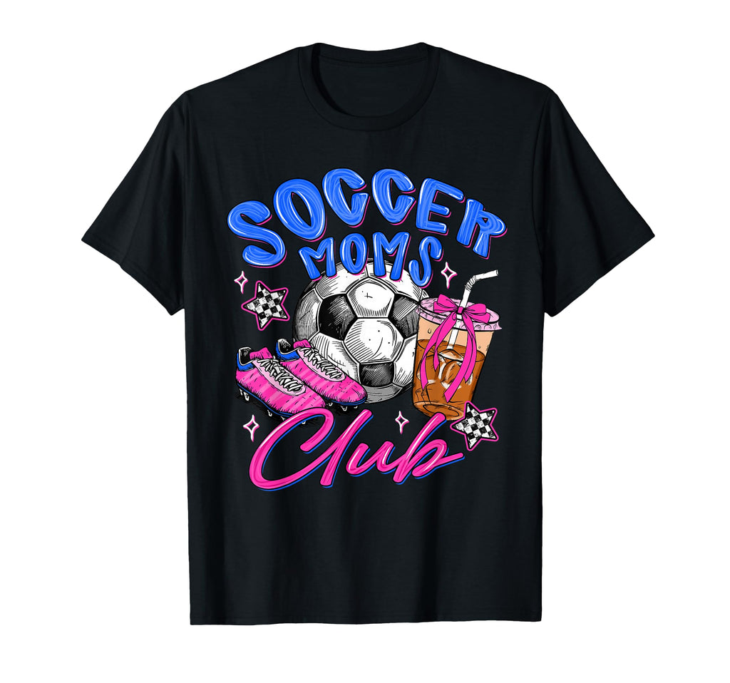 Soccer Moms Club Bow Coffee Checkered T-Shirt - Custom Art Print Men Women - T-Shirt, Sweatshirt, Hoodie