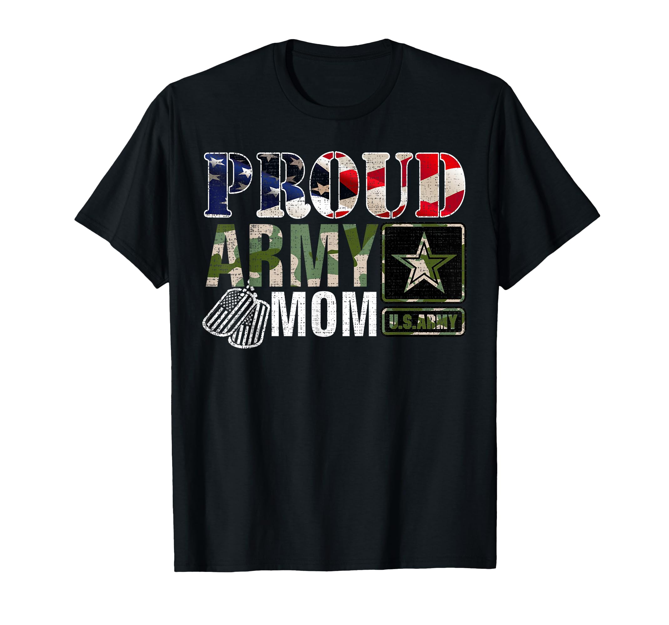 Proud Army Mom Camo American Flag Gift T-Shirt - Unique Graphic Unisex - T-Shirt, Sweatshirt, Hoodie