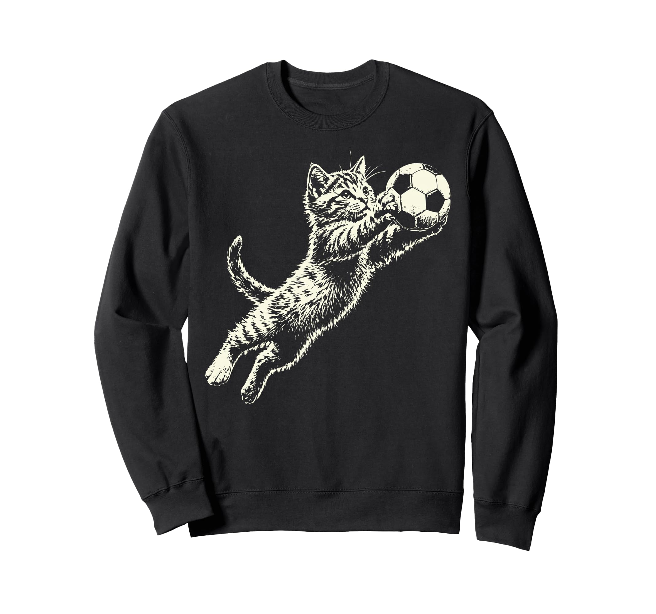 Funny Cat Soccer Ball Kitten Playing Sweatshirt - Graphic Print Men Women - T-Shirt, Sweatshirt, Hoodie
