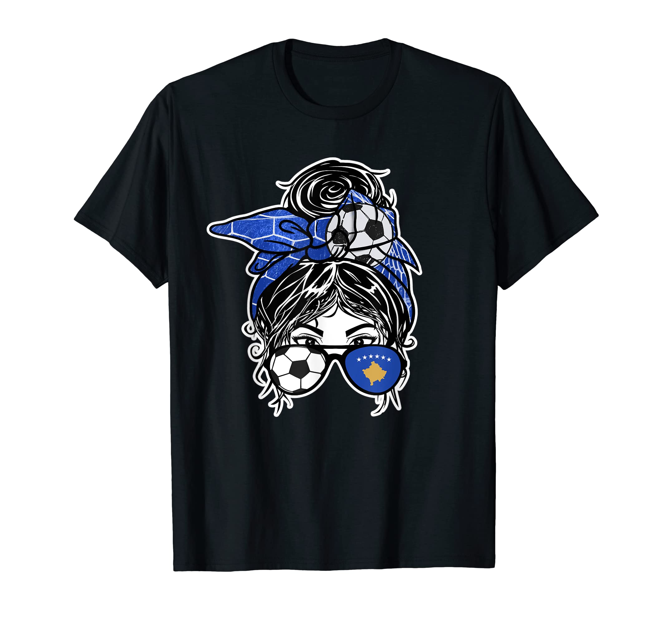 Messy Bun Hair Kosovar Soccer T-Shirt - Aesthetic Graphic for Adults - T-Shirt, Sweatshirt, Hoodie