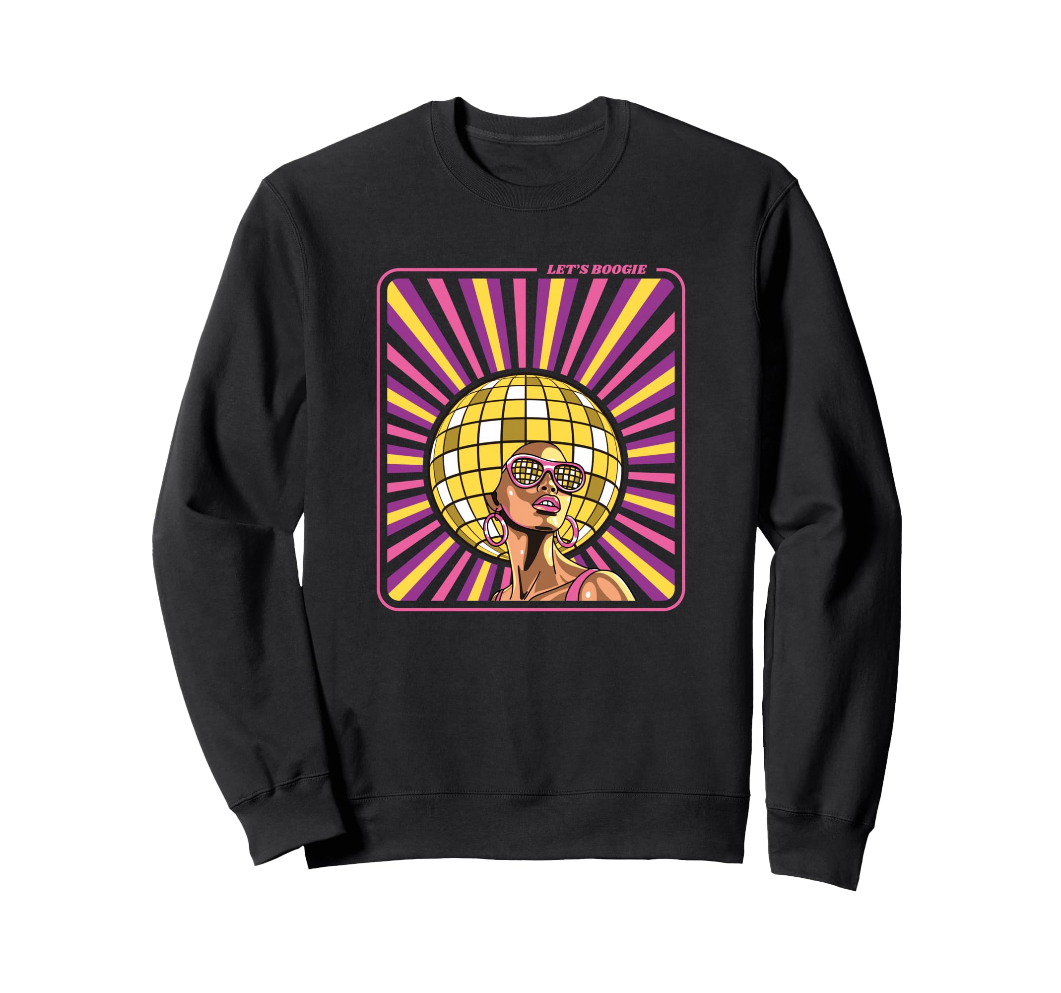 70S Afro Disco Ball Hair Funky Dance Sweatshirt - Custom Art Print Unisex - T-Shirt, Sweatshirt, Hoodie