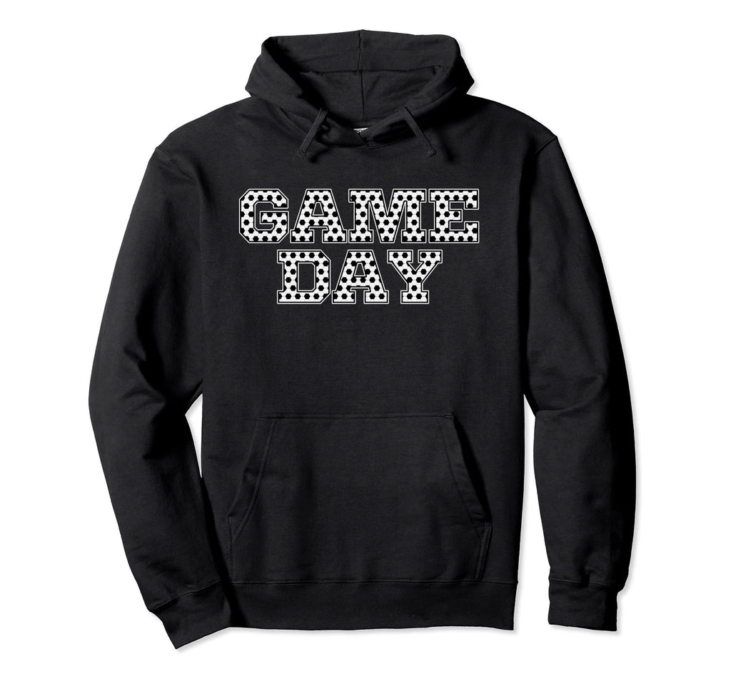 Game Day Soccer Pattern Black Sports Hoodie - Streetwear Style Men Women - T-Shirt, Sweatshirt, Hoodie