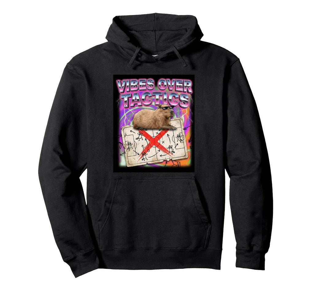Vibes Over Tactics Meme Capybara Soccer Hoodie - Unique Graphic for Adults - T-Shirt, Sweatshirt, Hoodie