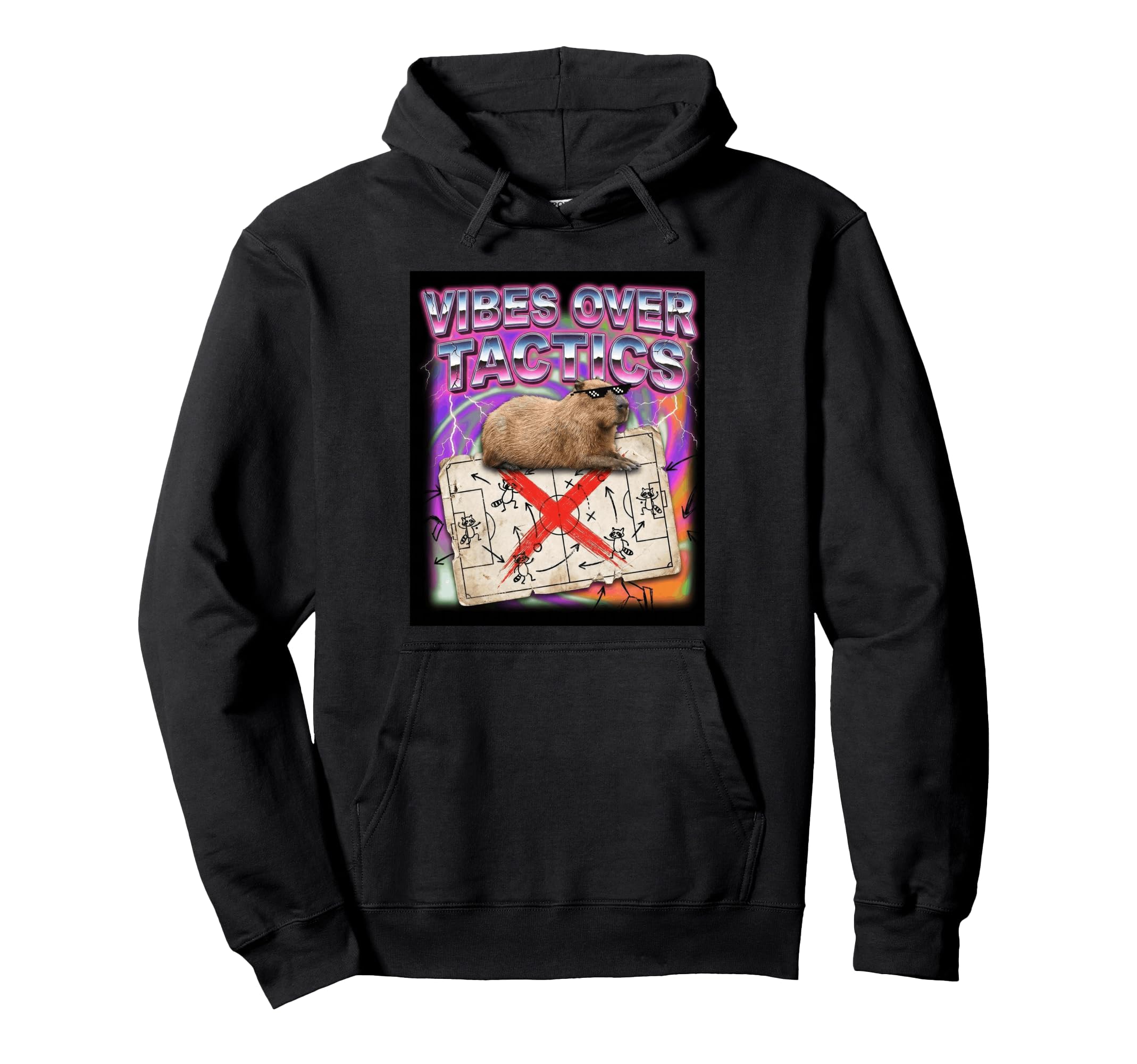 Vibes Over Tactics Meme Capybara Soccer Hoodie - Unique Graphic for Adults - T-Shirt, Sweatshirt, Hoodie