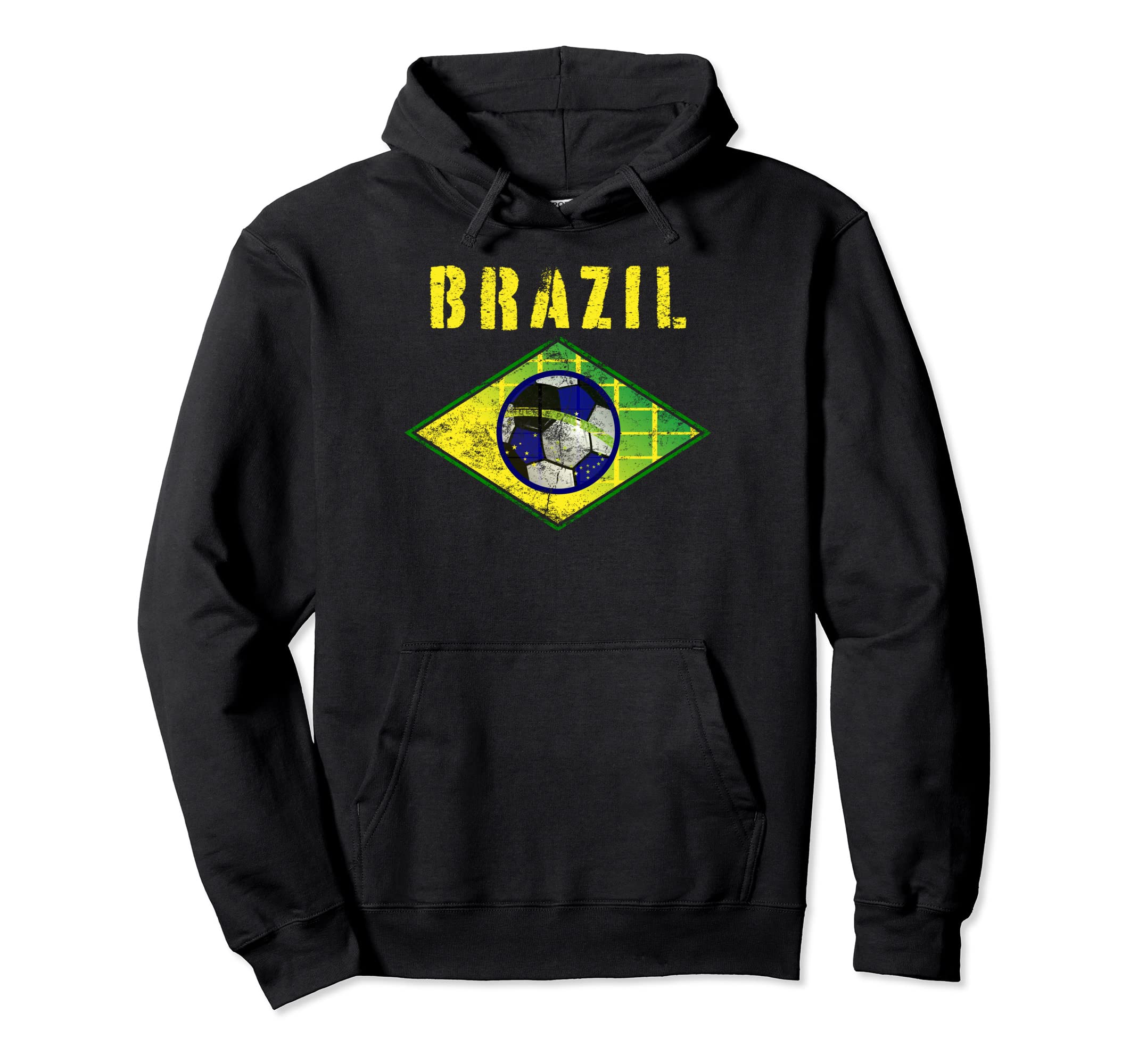 Brazil Soccer Distressed Brazil Flag Hoodie - Novelty Apparel Unisex - T-Shirt, Sweatshirt, Hoodie