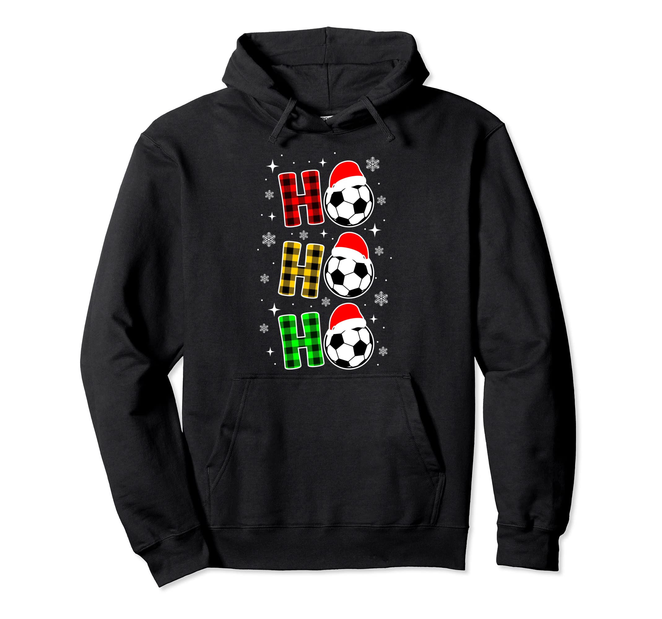 Ho Ho Ho Soccer Outfit Costume Plaid Hoodie - Minimalist Print for Adults - T-Shirt, Sweatshirt, Hoodie