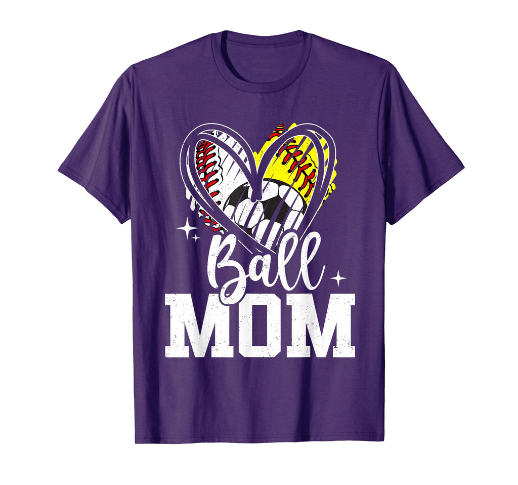 Ball Mom Baseball Softball Soccer Mom T-Shirt - Trendy Graphic for Adults - T-Shirt, Sweatshirt, Hoodie