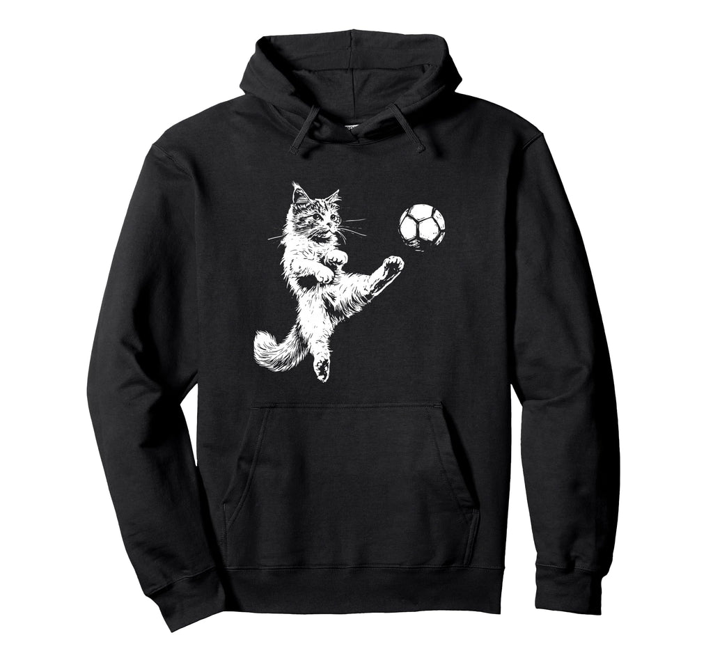 Kitten Playing Soccer Funny Cat Hoodie - Casual Everyday Wear for Adults - T-Shirt, Sweatshirt, Hoodie
