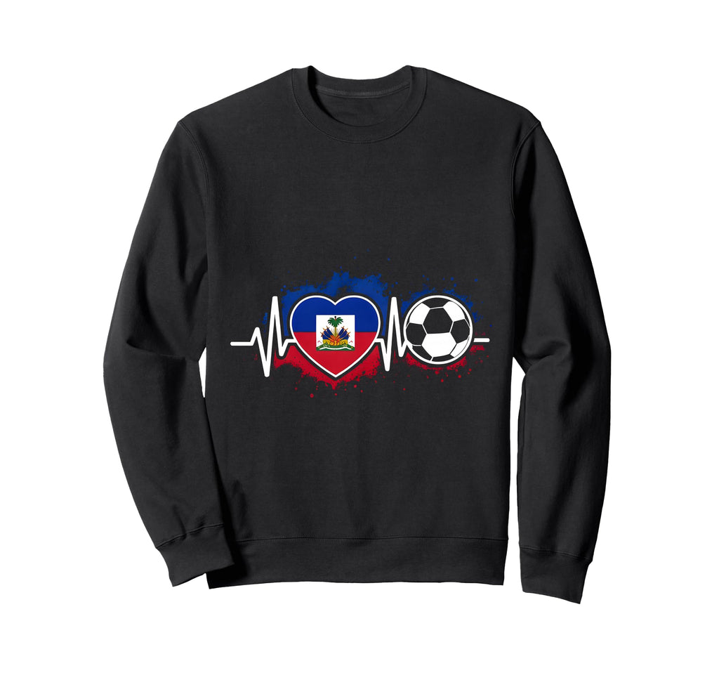 Soccer Heartbeat Haiti Flag Sweatshirt - Novelty Apparel Men Women - T-Shirt, Sweatshirt, Hoodie