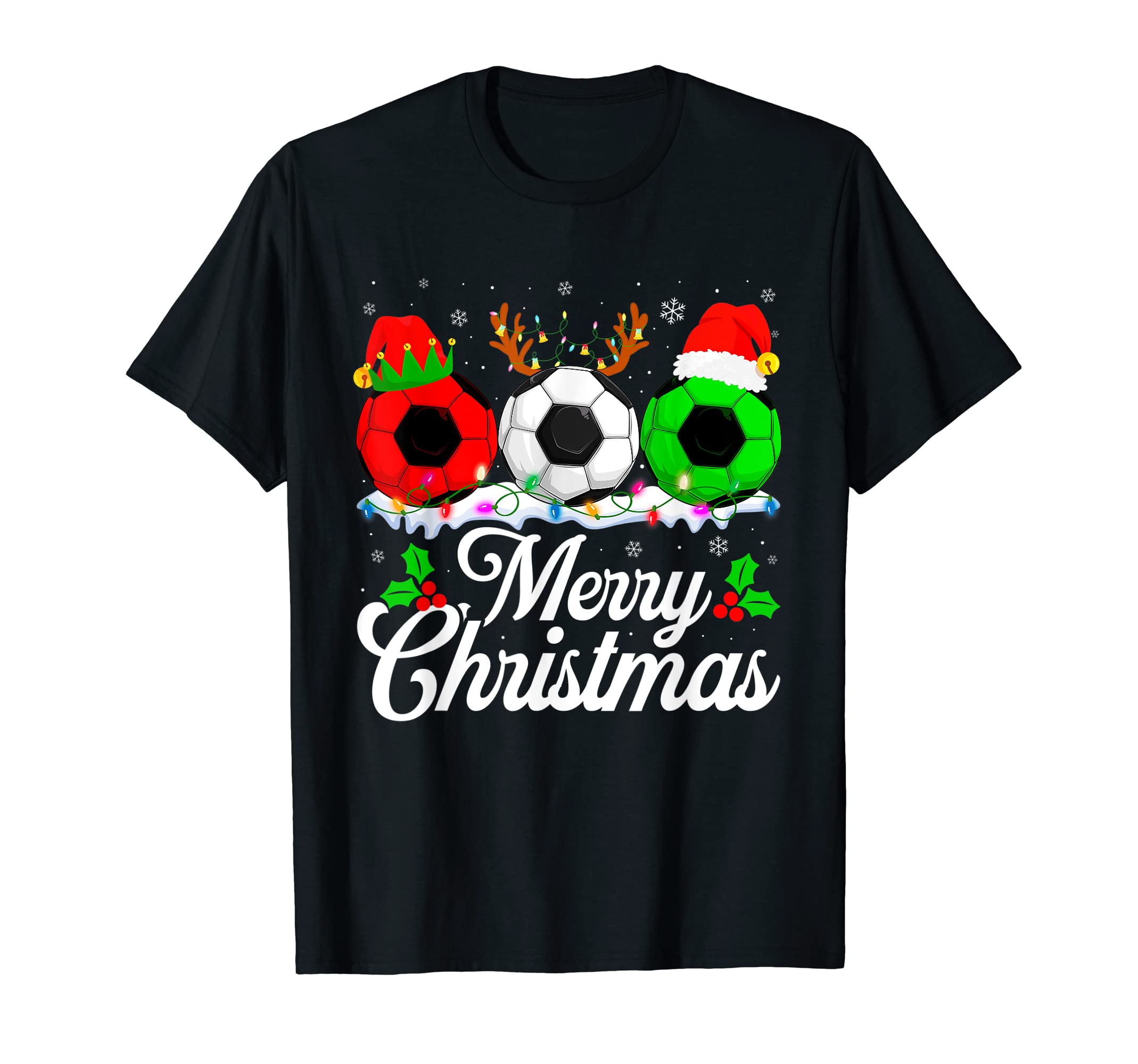 Soccer Santa Hat Light T-Shirt - Novelty Apparel Men Women - T-Shirt, Sweatshirt, Hoodie